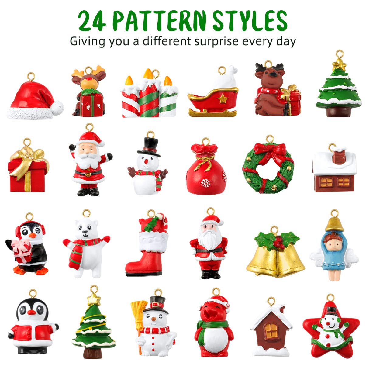 Countdown to Christmas Advent Calendar with 24Pcs Christmas Tree Hanging Ornaments for Xmas Tree Holiday Decor - Medaid International