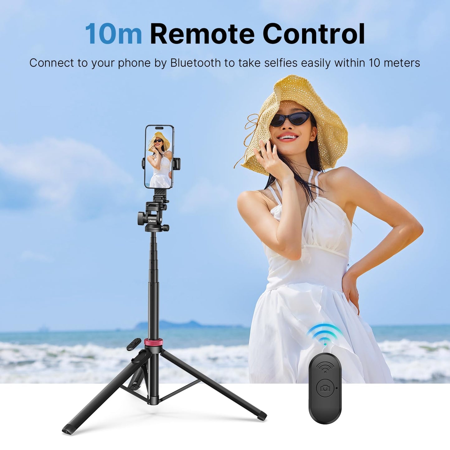 ULANZI MT-78 Extendable Phone Tripod, metal 72.83" Selfie Stick Camera Tripod Stand with 2 in 1 Phone Clip, 360° Ball Head Camera Tripod with cold shoe for iPhone 17 Sony Canon, Lightweight for Travel - Medaid International