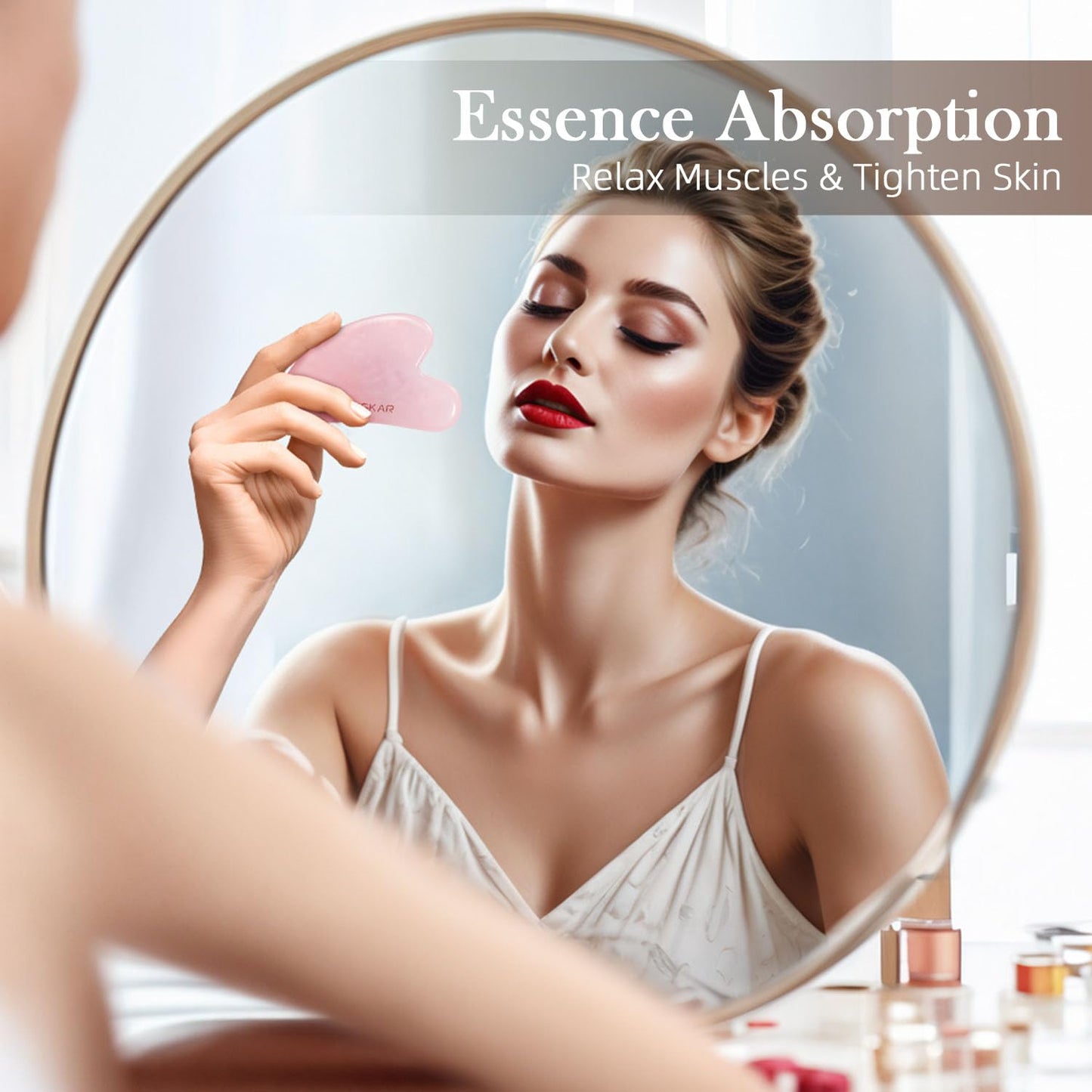 BESKAR Gua Sha Facial Tools, Natural Jade Stone Guasha Massager for Jawline Sculpting, Tighten Face Skin and Reduce Wrinkles, Face Eyes Body Neck Massage Tool, Skin Care Gift - Medaid International