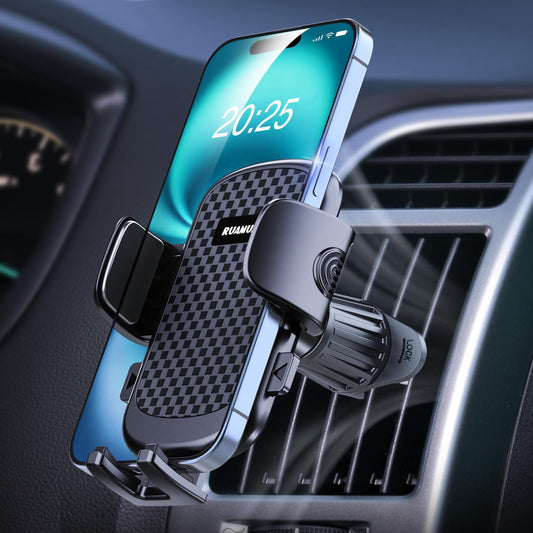 [2025 NEW] Car Phone Holder for Horizontal/Vertical Vent【Upgraded Metal Hook Clip】【Wider Clamp&Fit Thicker Case】Universal Cellphone Stand Car Mount Cradle for iPhone 17 Pro Max 16 15 14 13 Air Android - Medaid International