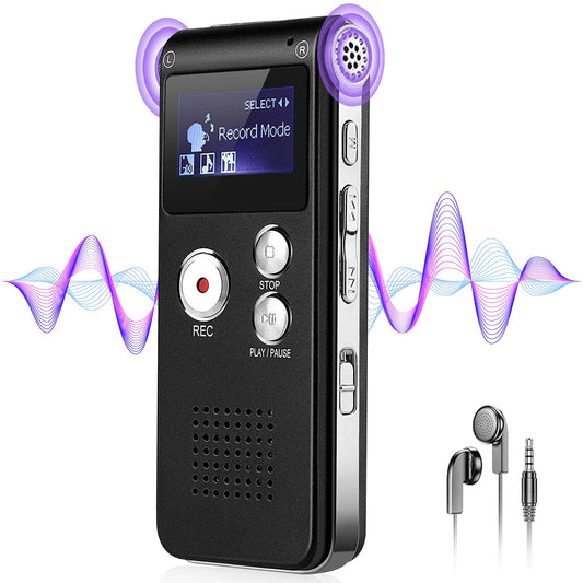 64GB Voice Recorder with Noise Reduction, 4800 Hours ZIPCIDE Dictaphone Voice Activated Recorder with Playback for Lectures Meetings, 1536Kbps Smart Audio Sound Tape Recording Device with Password - Medaid International