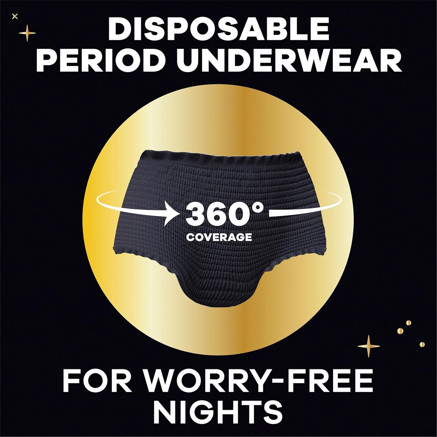 Always Zzzs Overnight Disposable Period Underwear for Women, Size Small/Medium, Black Period Panties, Leakproof, 7 Count x 2 Packs (14 Count Total) - Medaid International