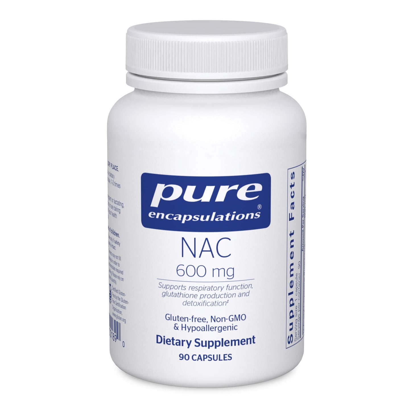 Pure Encapsulations NAC 600 mg - N-Acetyl Cysteine NAC Supplement for Lung Health & Immune Support, Liver Support & Antioxidants* - with Freeform N-Acetyl-L-Cysteine - 90 Capsules - Medaid International
