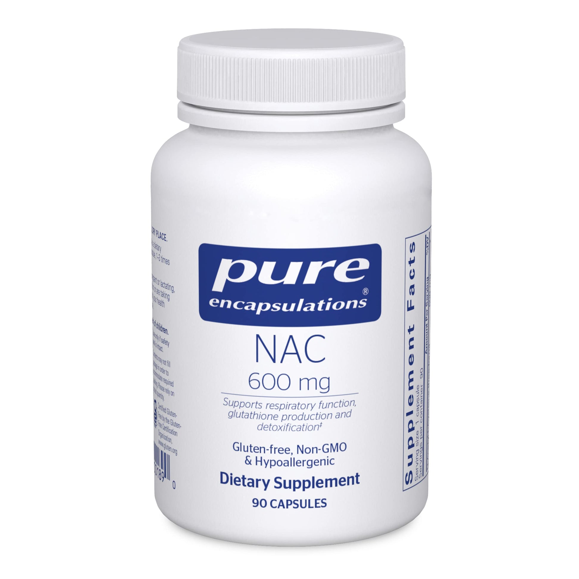 Pure Encapsulations NAC 600 mg - N-Acetyl Cysteine NAC Supplement for Lung Health & Immune Support, Liver Support & Antioxidants* - with Freeform N-Acetyl-L-Cysteine - 90 Capsules - Medaid International