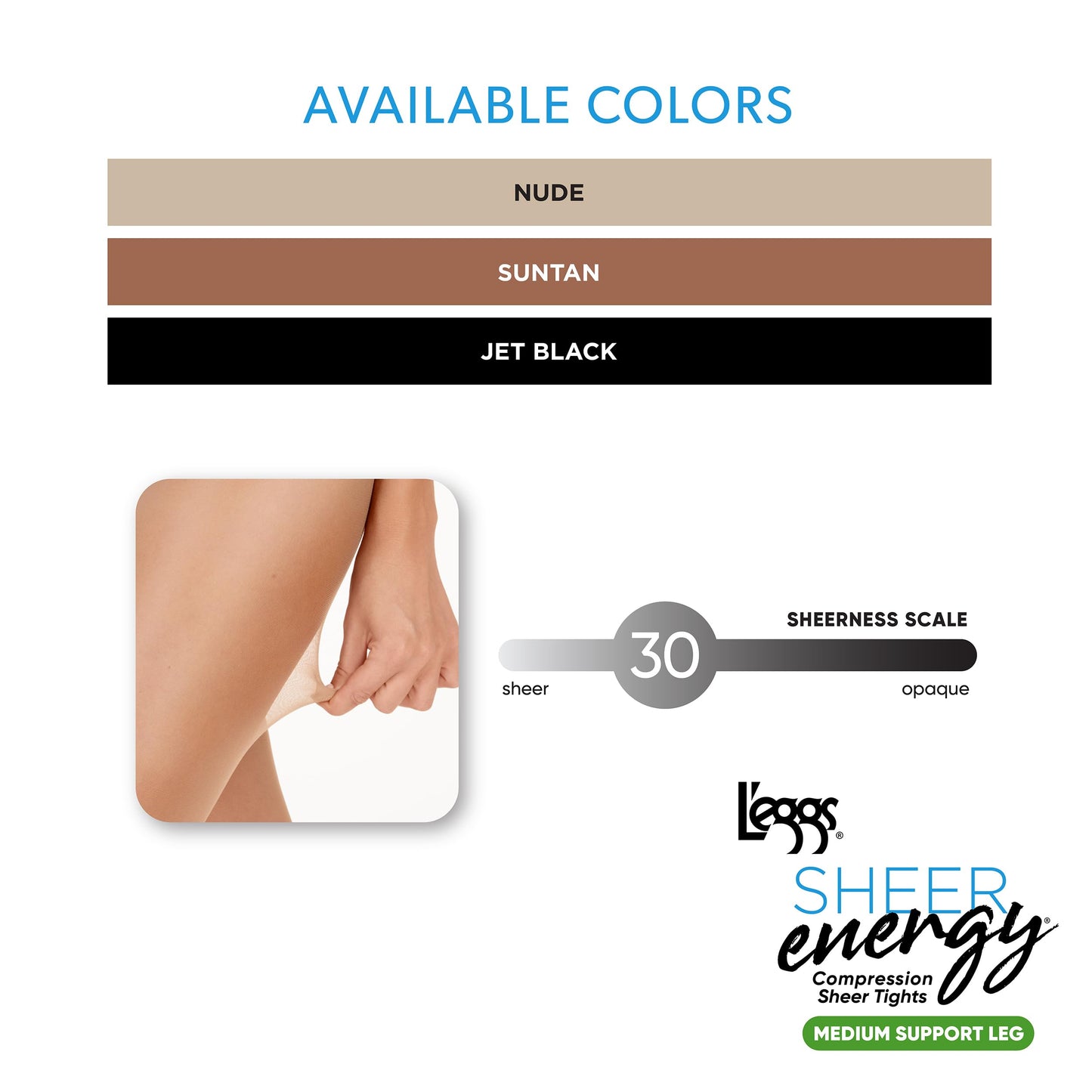 L'eggs Sheer Energy Standard-Panty Sheer Toe Nylon Pantyhose, Suntan, Size B (Pack of 1) - Medaid International