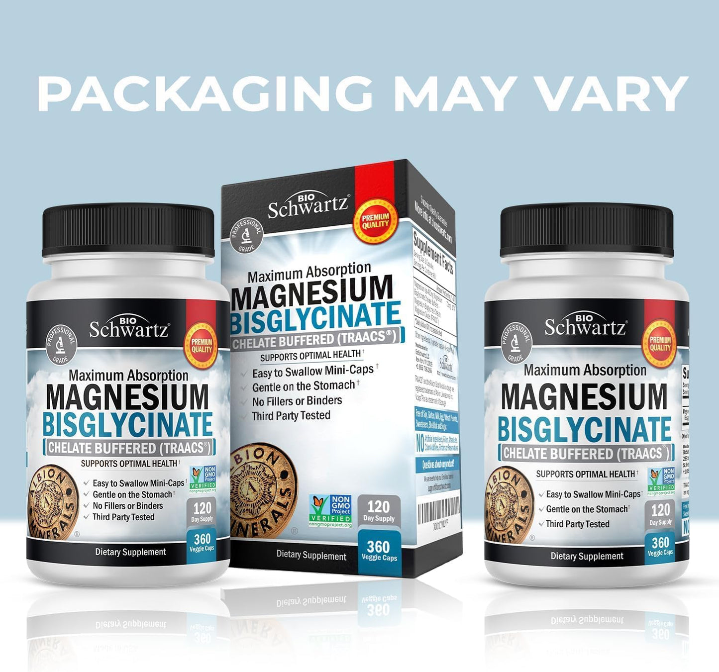 Magnesium Bisglycinate Chelated Supplement - High Absorption Magnesium Supplement for Muscle, Bone & Joint Support, Non-Laxative, Fully Buffered, Non-GMO, Maximum Bioavailability - 360 Capsules - Medaid International