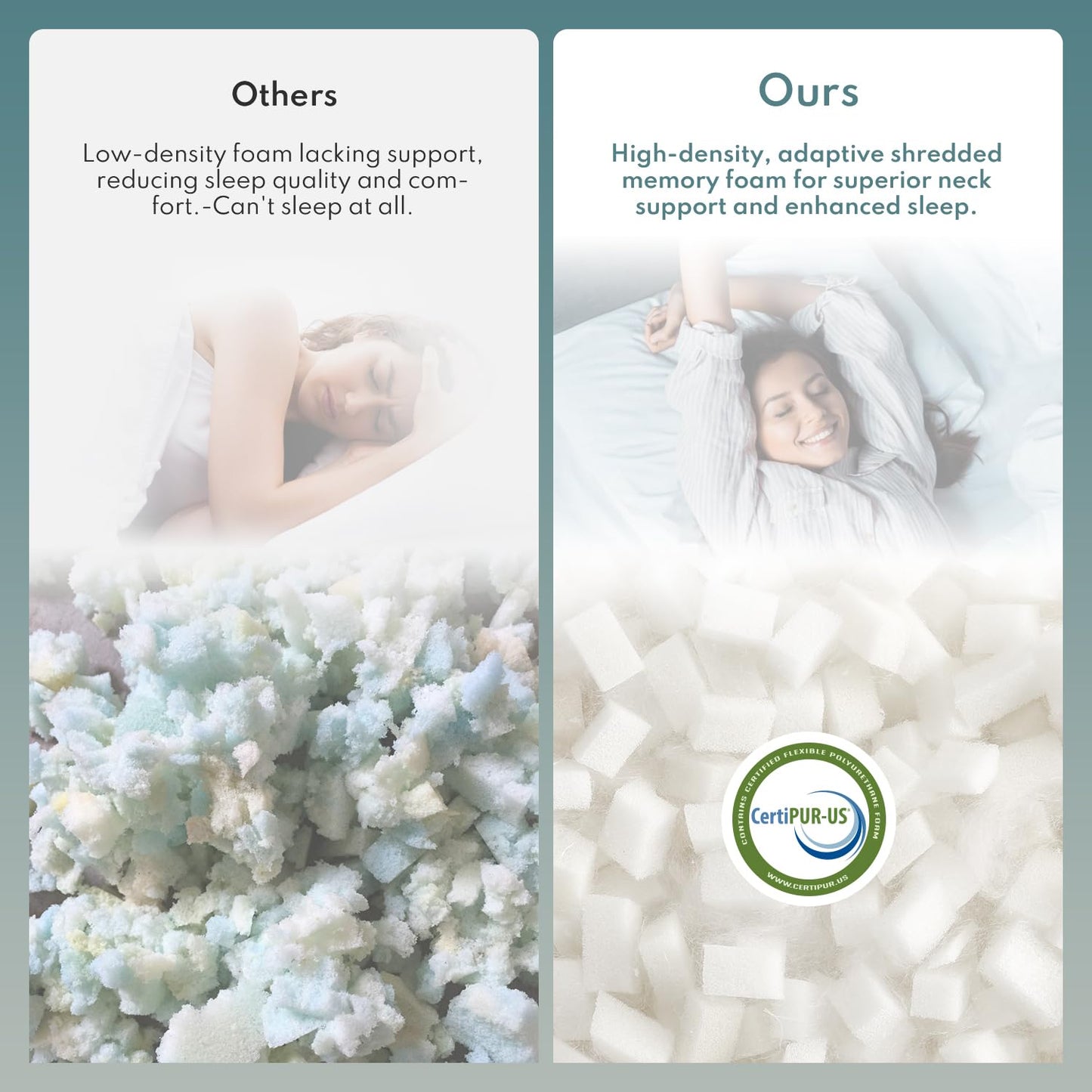 COZSINOOR Cooling Pillows Queen Size Set of 2 for Sleeping - Adjustable Shredded Memory Foam Pillows 2 Pack, Cool Pillow for Back, Side and Stomach Sleepers, Bed Pillow Removable Cover Washable - Medaid International