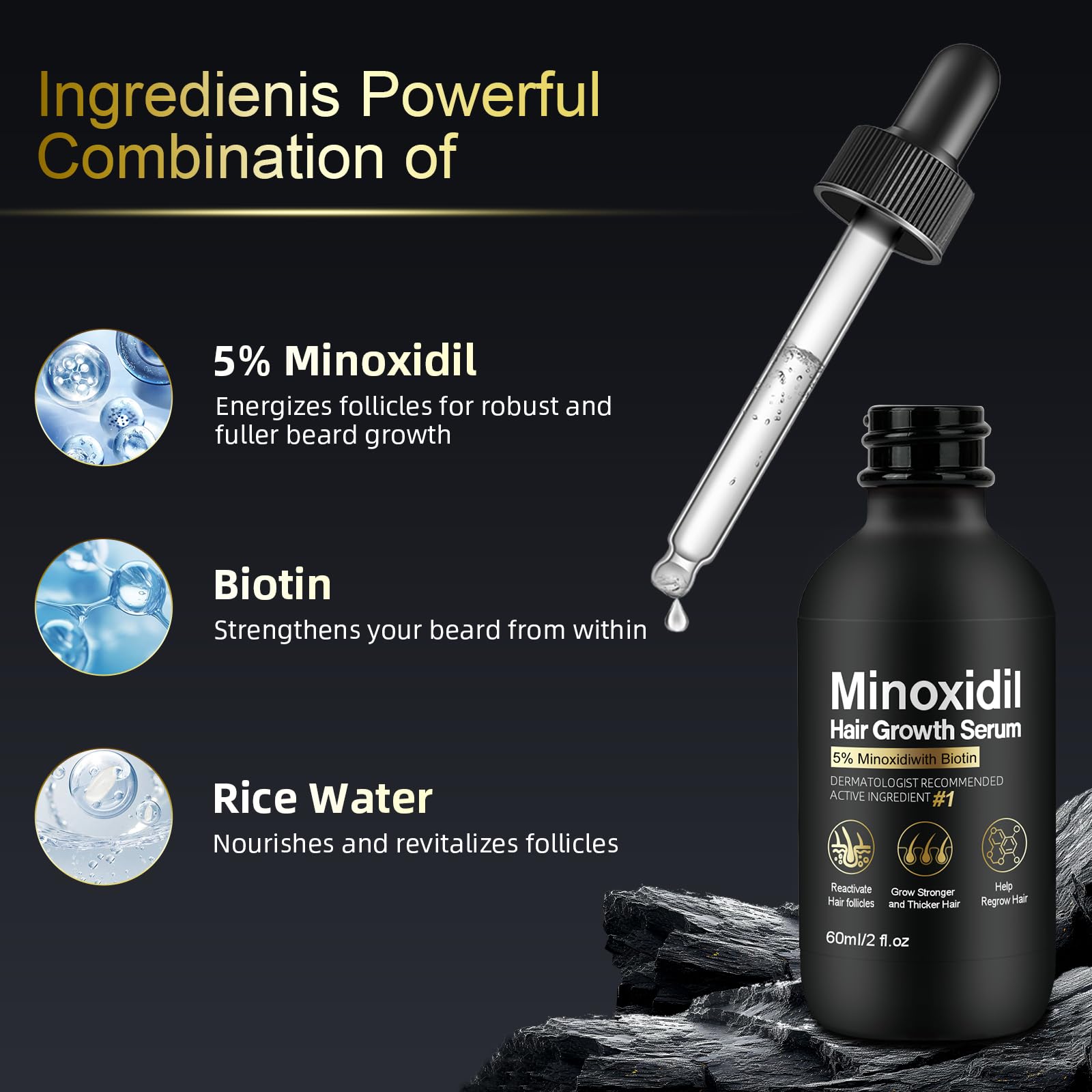 5% Minoxidil for Women Hair Growth - Hair Regrowth Treatment for Men and Women - Minoxidil Hair Growth Serum for Fuller, Thicker Hair - Medaid International