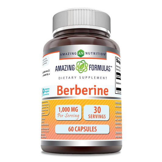 Amazing Formulas Berberine 1000mg Per Serving 60 Capsules Supplement | Non GMO | Gluten Free | Made in USA - Medaid International