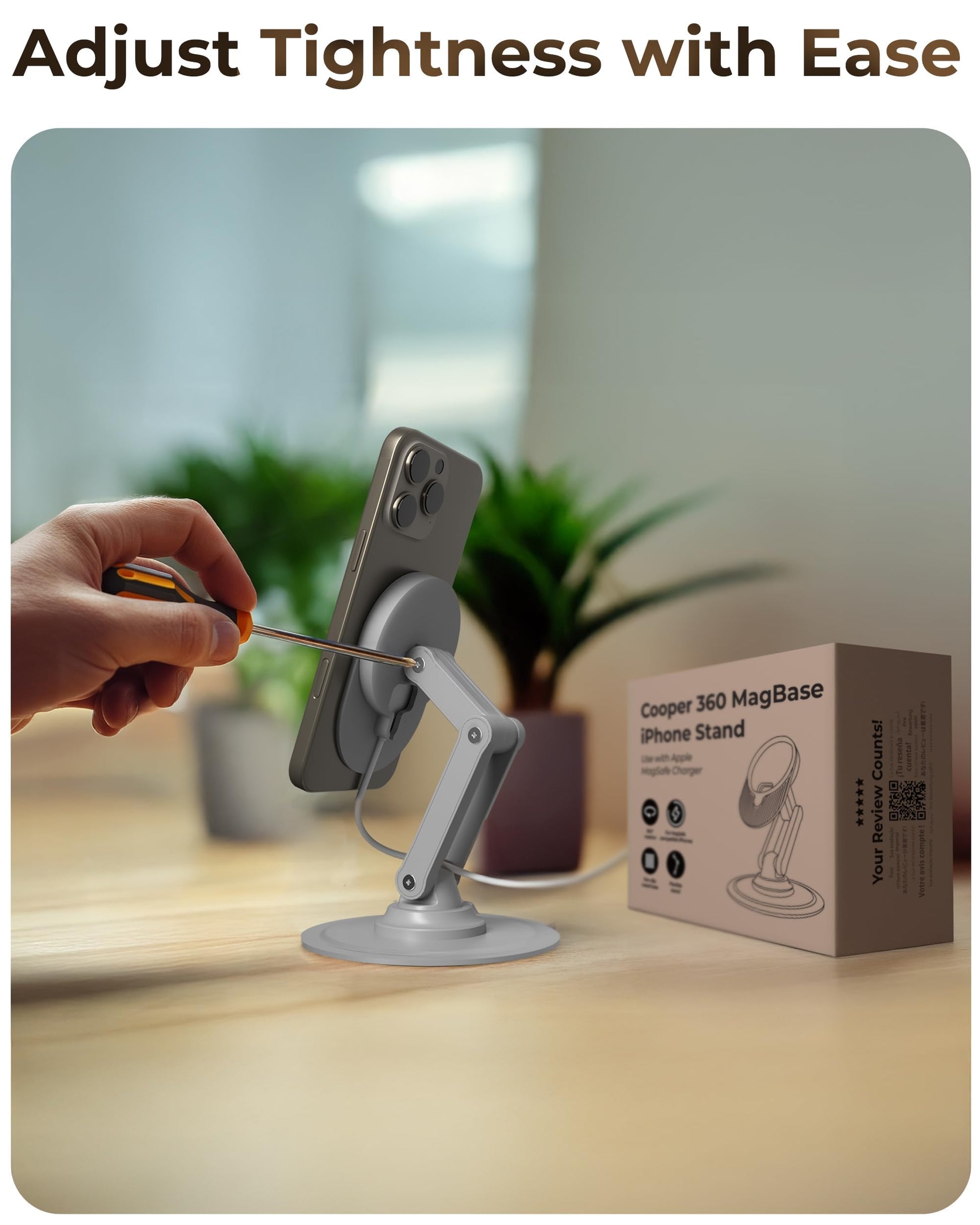 COOPER 360 MagBase, Stand for Apple MagSafe Charger (Not Included) MagSafe Charger Stand for iPhone 17 Pro Max, iPhone 16, 15,14,13,12, AirPods Charging, Standby Mode, 360° Rotation (Space Grey) - Medaid International