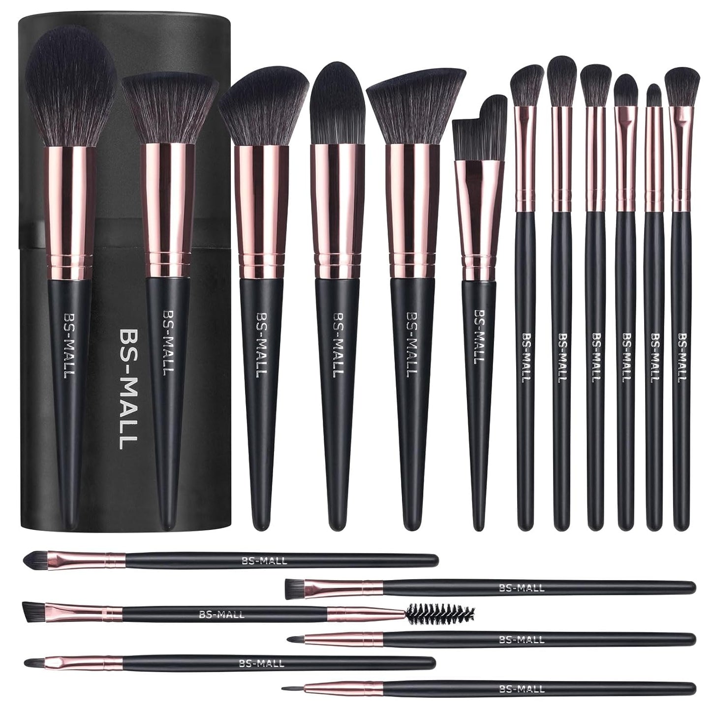 BS-MALL Makeup Brush Set 18 Pcs Premium Synthetic Foundation Powder Concealers Eye shadows Blush Makeup Brushes with black case - Medaid International