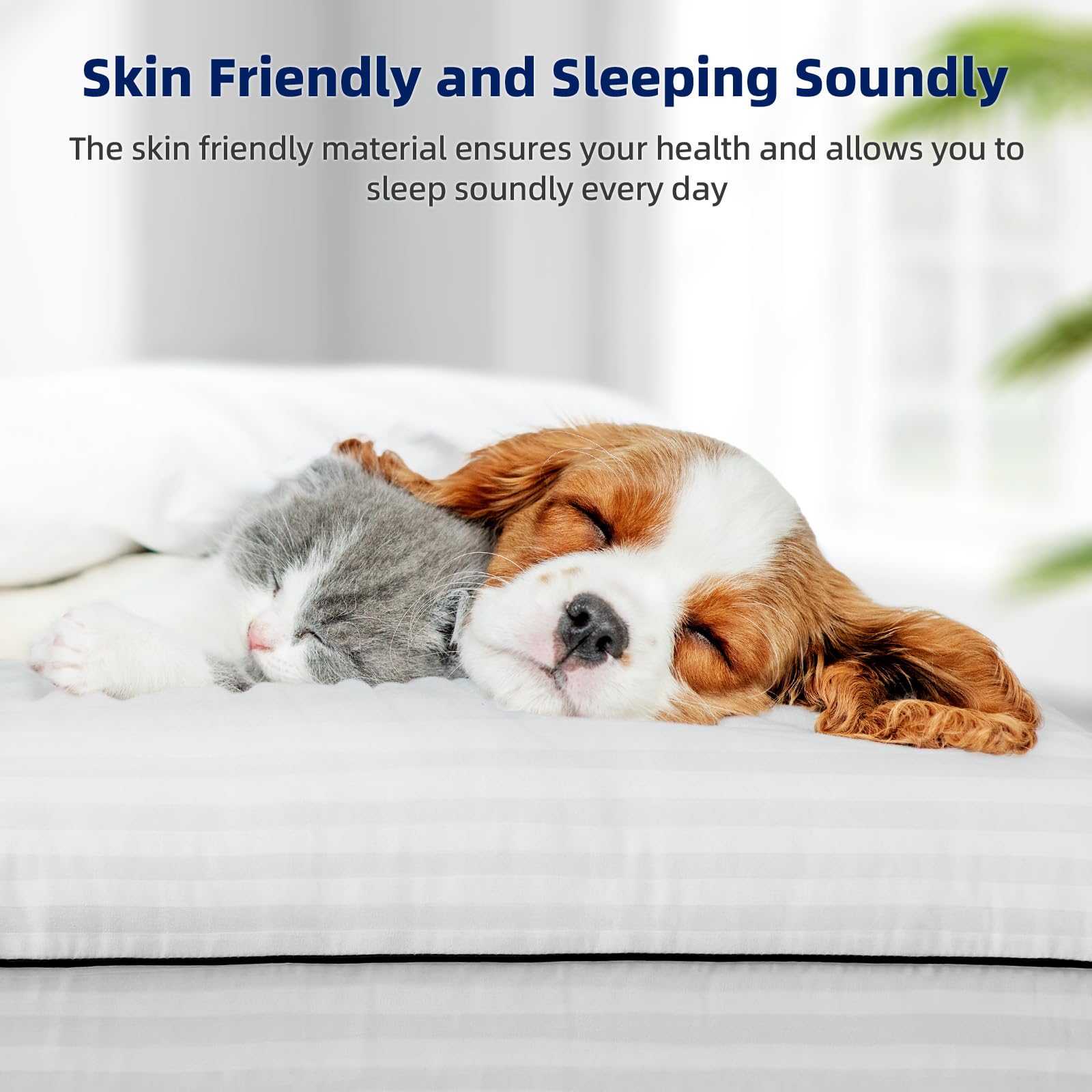 HYLEORY Bed Pillows Queen Size Set of 2 for Sleeping - Luxury Hotel Pillows, Soft & Supportive Down Alternative Microfiber Cooling Pillow for Night Sweats Back/Stomach/Side Sleepers, White - Medaid International