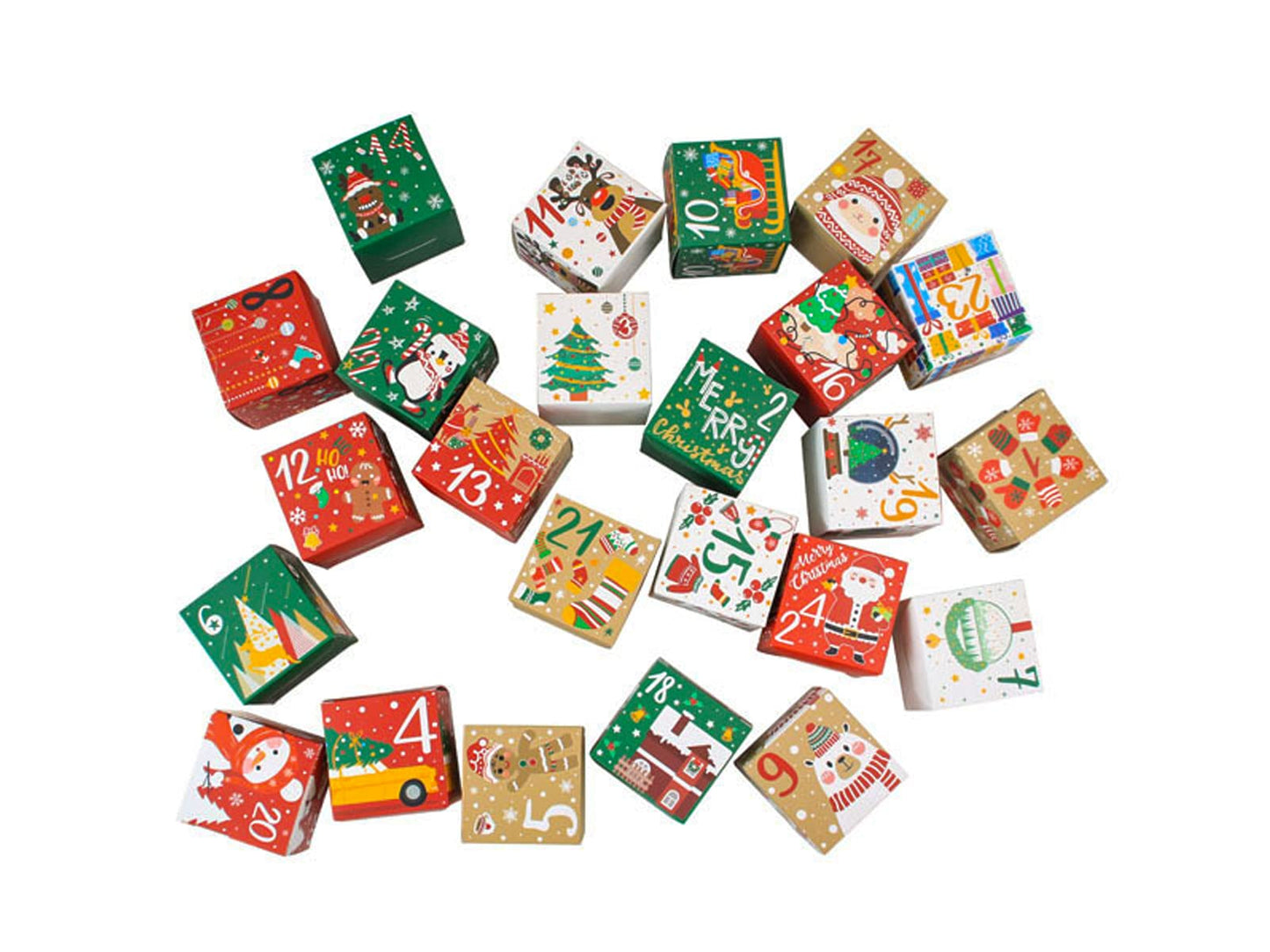 24 Pcs DIY Christmas Advent Calendar Boxes, 24 Days Advent Countdown Gift Boxes, Christmas Cardboard Number Boxes for Kids and Family, Xmas Holiday Decoration. - Medaid International