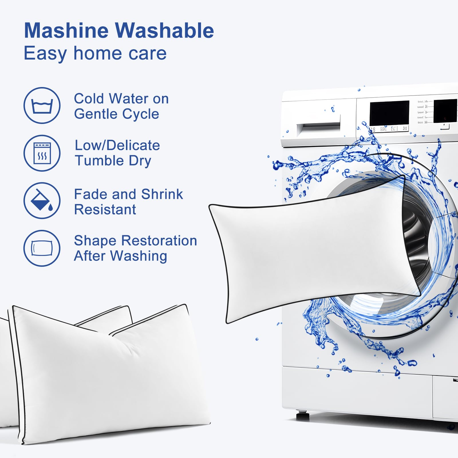 Premium Pillows Queen Size Set of 2, Fluffy and Supportive 7D Down Alternative Bed Pillows, Luxury Soft Hotel Quality Gusseted Pillow for Side Back Stomach Sleepers, Relief Neck Head and Shoulder Pain - Medaid International