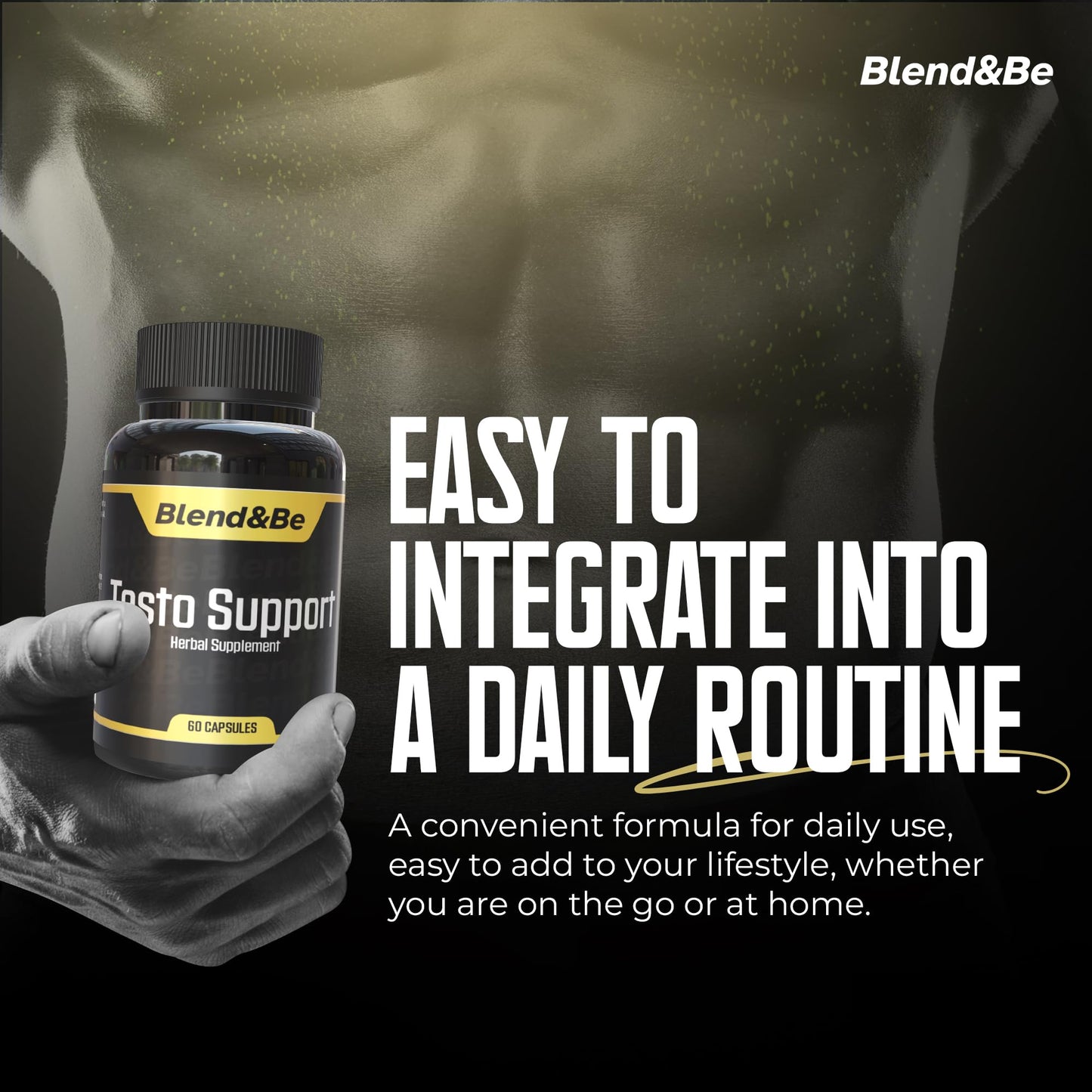 Blend&Be Testo Support | All-in-ONE Herbal Dietary Supplement | Tongkat Ali, Fenugreek, Ginseng, Maca, Ashwagandha, Spirulina Tribulus,Black Seed and Cinnamon.+ ★Free E-Book ★ - Medaid International