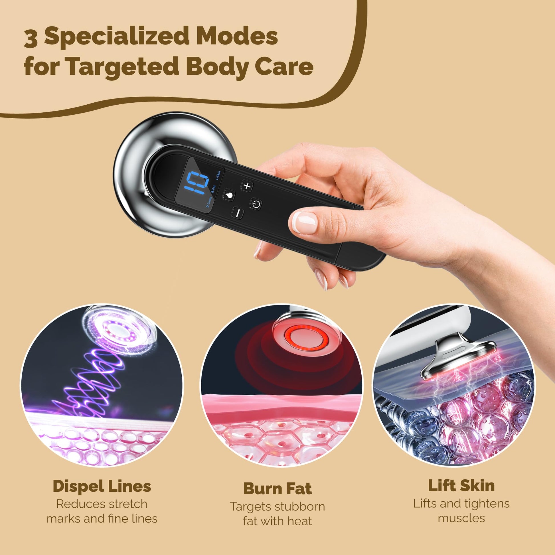 Xvolt Body Sculpting Cellulite Massager Machine - Fat & Skin Tightening Anti-Cellulite Device with Red Light Therapy - Home Electric Cellulite Remover for Abdominal Waist Belly Arm Leg - Medaid International