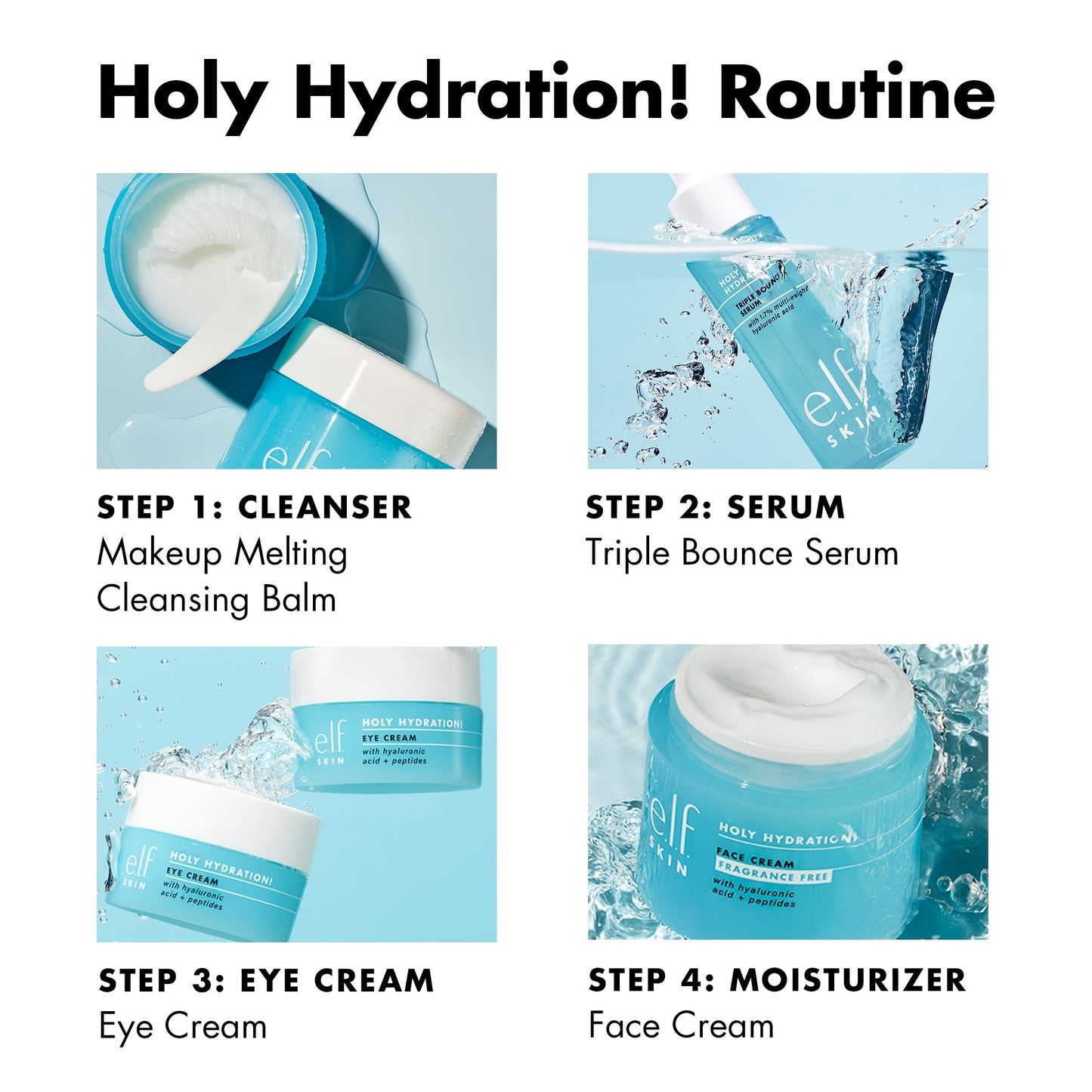 e.l.f. SKIN Holy Hydration! Triple Bounce Serum, 1.7% Hyaluronic Acid Serum For Plump, Bouncy Skin, Moisturizing & Hydrating, Vegan & Cruelty-Free - Medaid International
