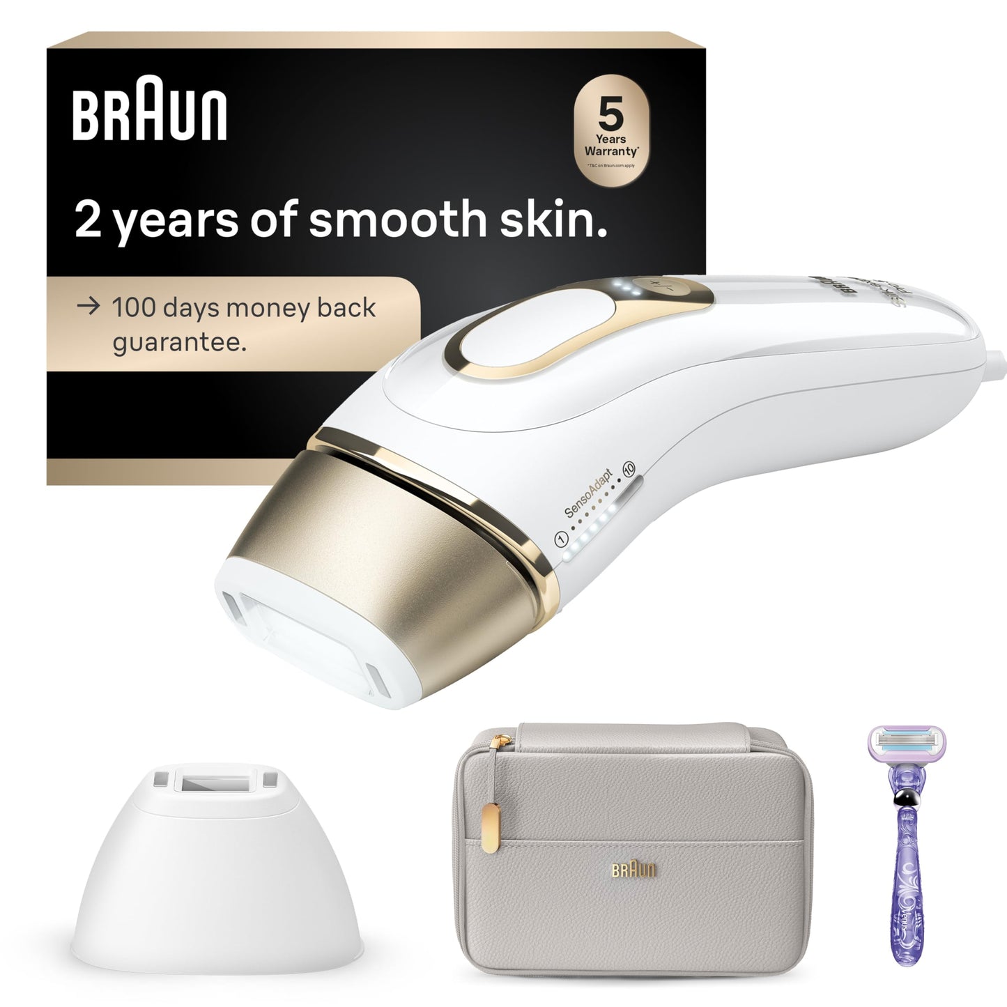 Braun IPL Silk·Expert Pro 5 PL5157 Latest Generation IPL, Permanent Visible Hair Reduction, Holiday Gifts for Women and Men, at-Home Hair Removal System with Soft Pouch and Precision Head - Medaid International
