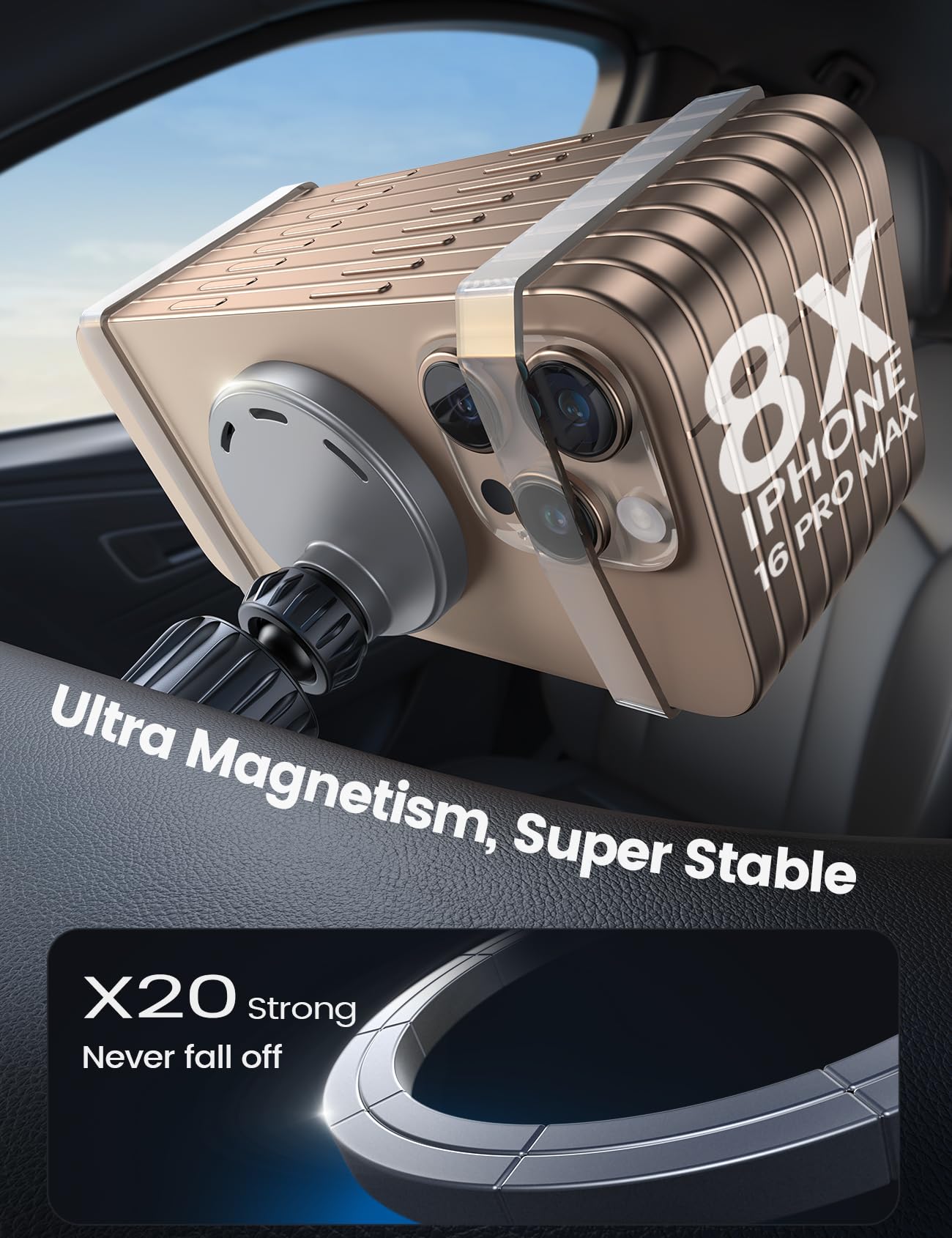 Lamicall 15W Wireless Car Mount Charger - [3-in-1 Upgraded Intelligent Chip] 360° Wireless Car Phone Holder Vent Dashboard Magnetic Car Charger for iPhone 16 Pro Max Silver - Medaid International