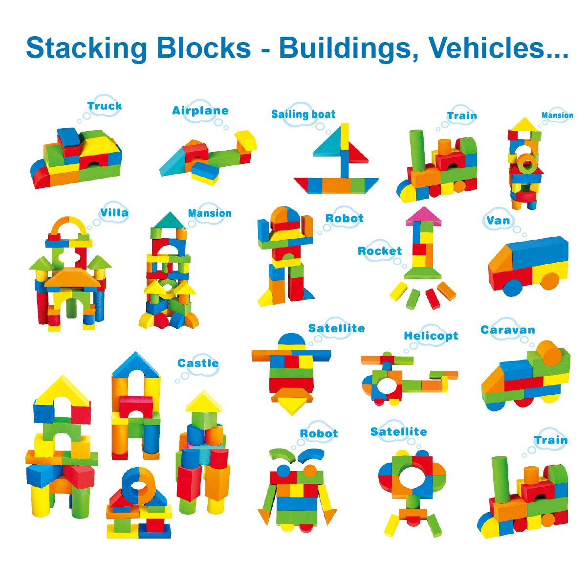 Pairez Toys Foam Building Blocks for Toddlers 2-4, 41 Pieces EVA Soft Stacking Blocks, Baby Bath Foam Toy Set, Early Learning Construction Toys & Gifts for Kids, Boys & Girls 18+ Months - Medaid International