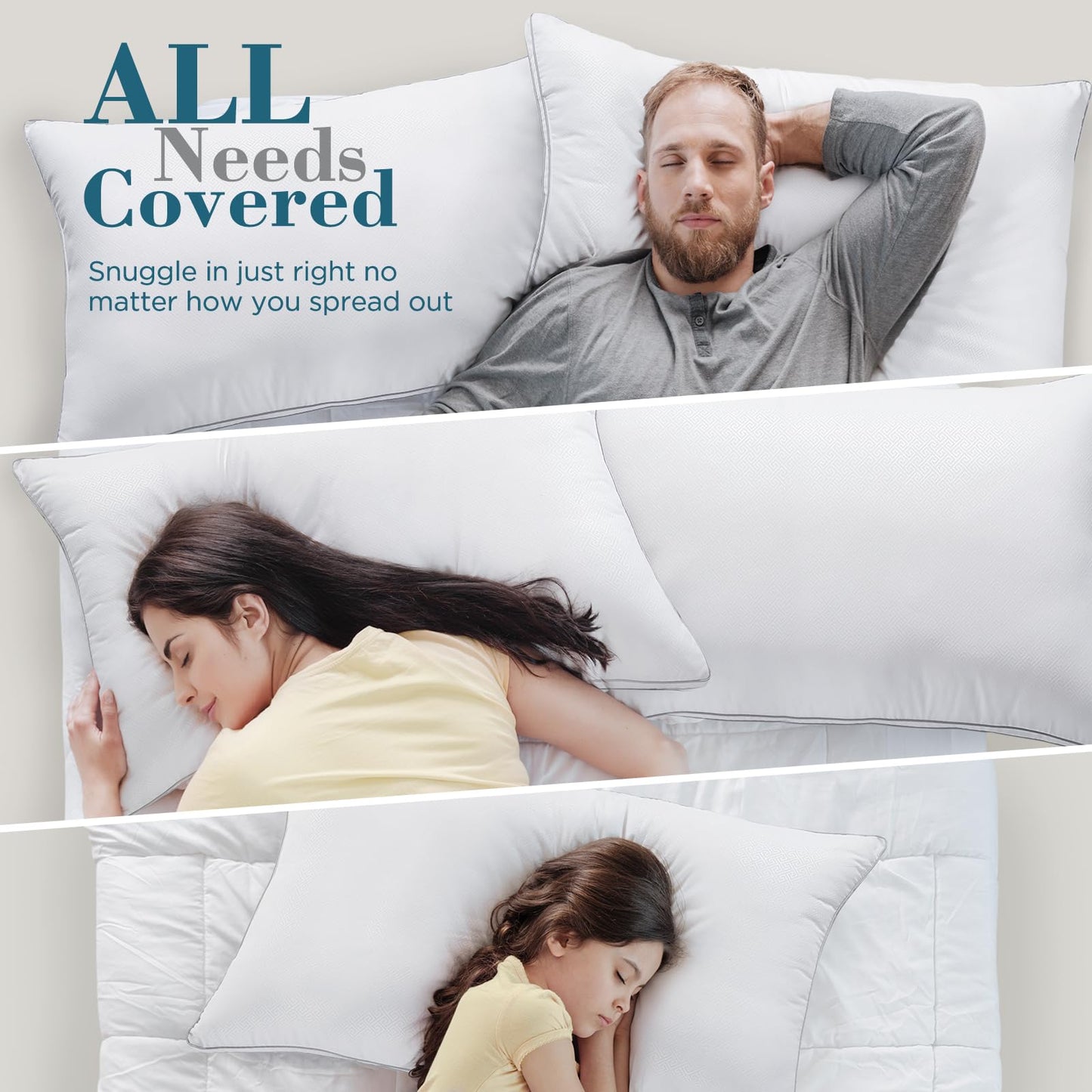 viewstar Pillows Queen Size Set of 2, Hotel Quality, Down Alternative Gusseted Bed Pillows for Side, Back, or Stomach Sleepers, White - Medaid International