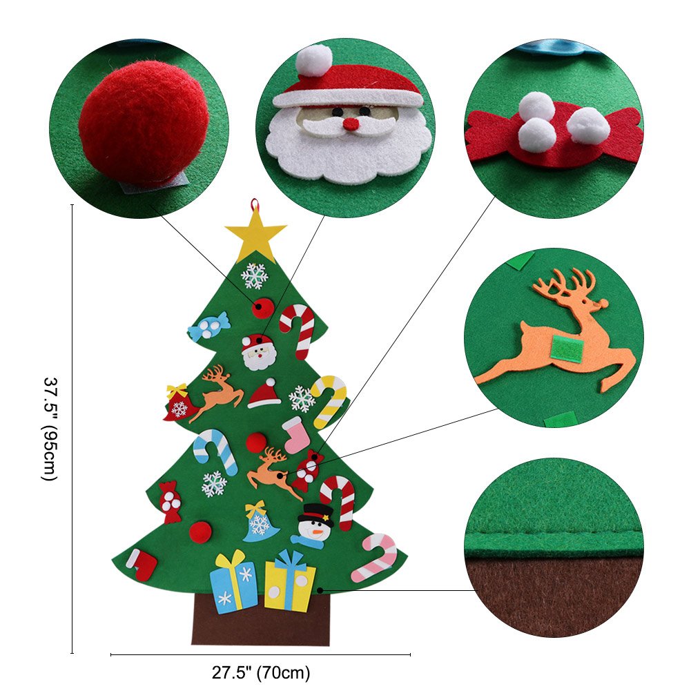 Aytai DIY Felt Christmas Tree Set with Ornaments for Kids, Xmas Gifts, New Year Door Wall Hanging Decorations - Medaid International