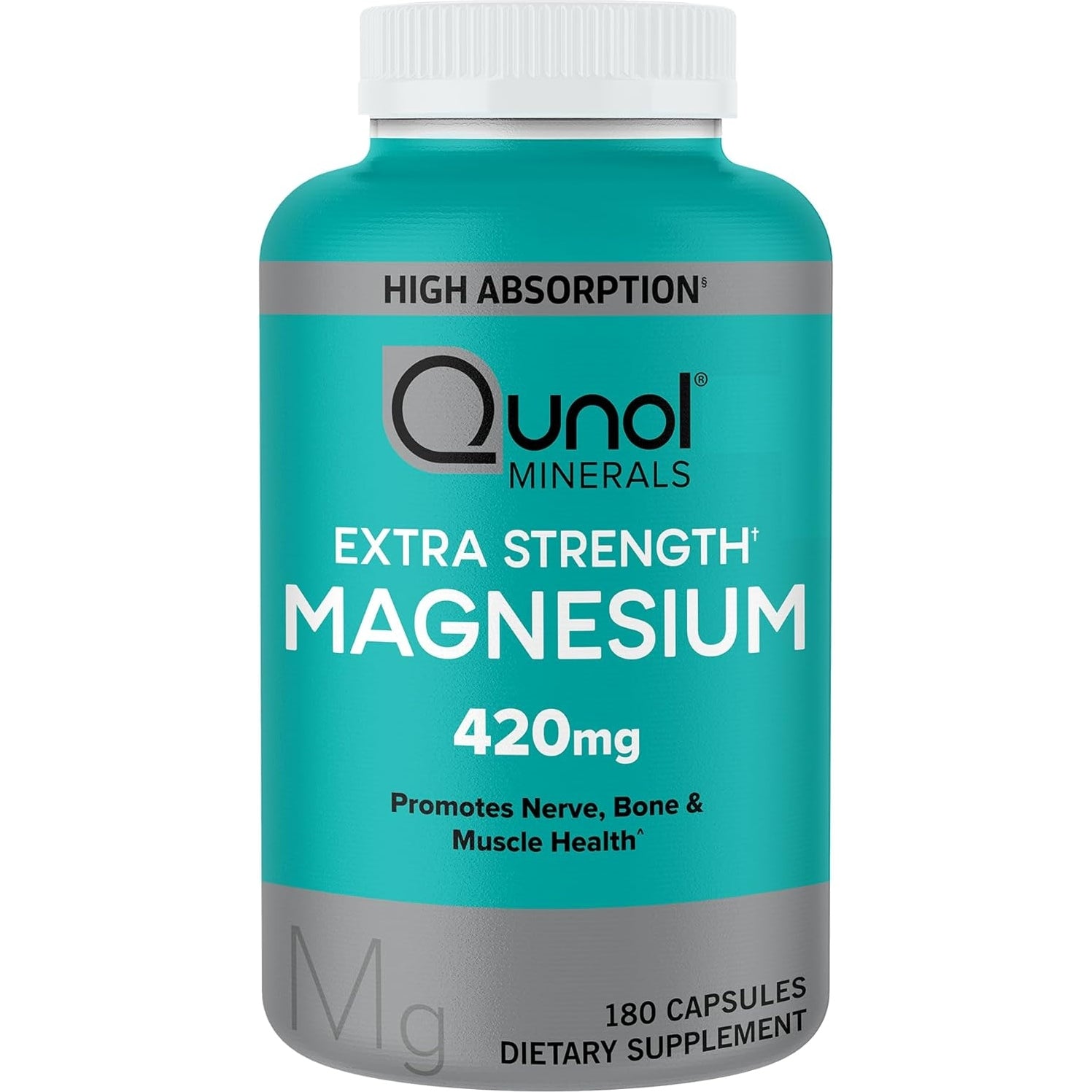 Qunol Magnesium Capsules 420mg, 100% DV, High Absorption Magnesium Supplement, Extra Strength, Bone and Muscle Health Supplement, 180 Count - Medaid - Lebanon