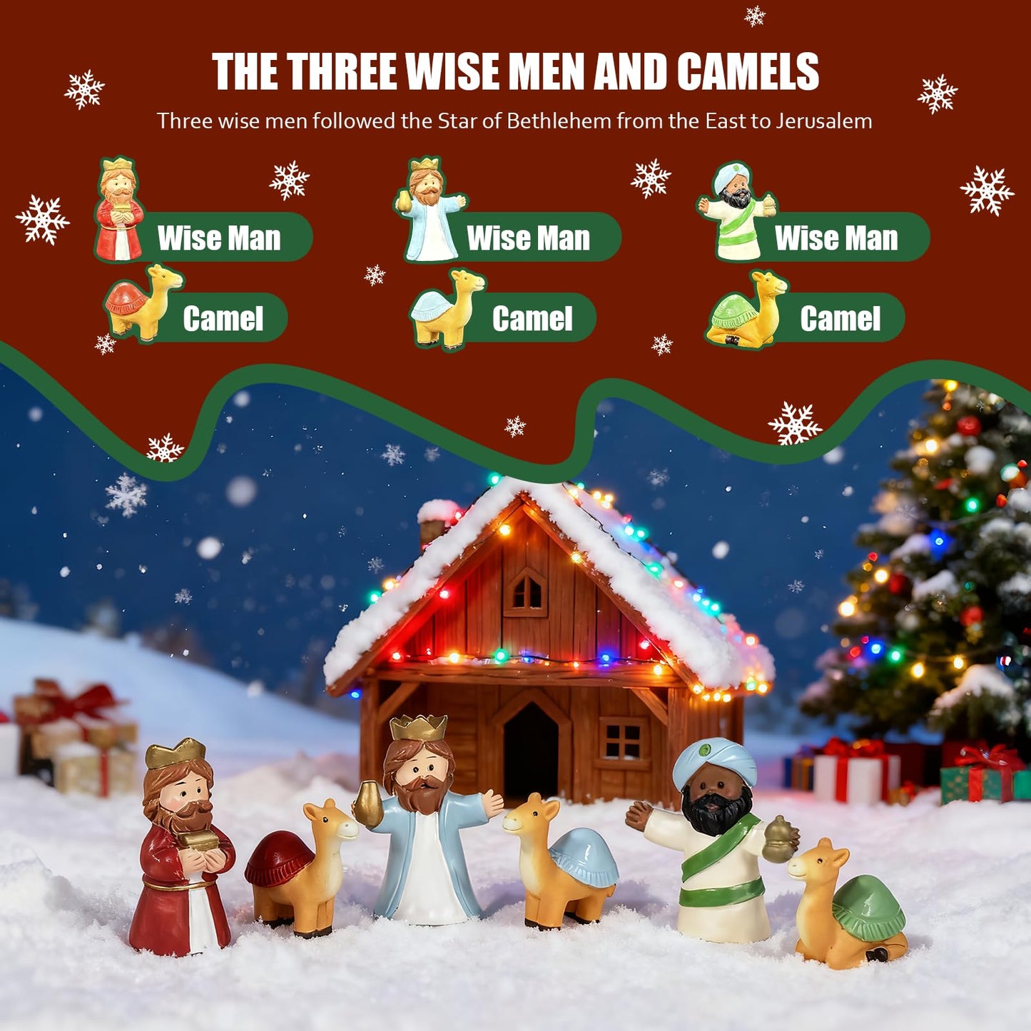 ResWRLD Nativity Set Advent Calendar 2025, for Kids Christmas Countdown Calendars with 25 Surprises Tabletop Scene Figurine Décor with Lighted Xmas Gift for Boys and Girls - Medaid International