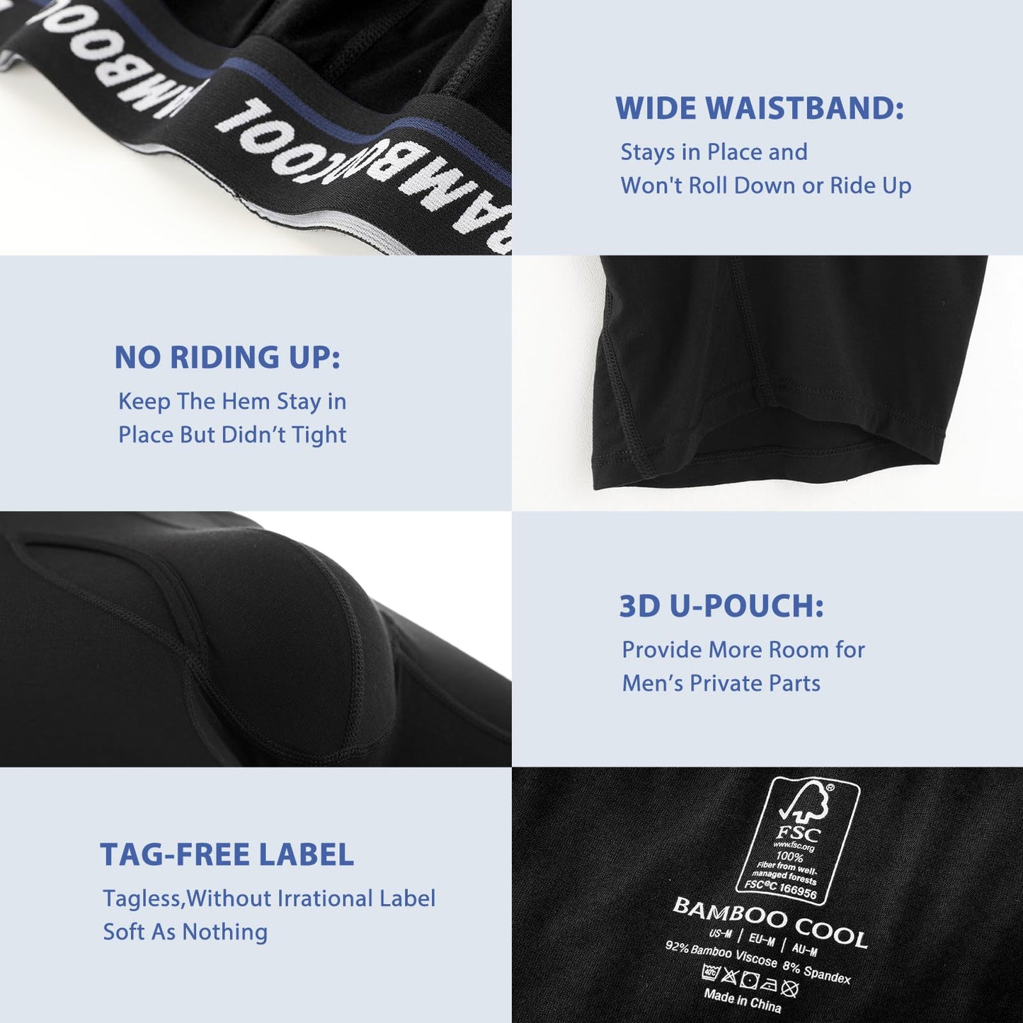 BAMBOO COOL Men's Long Boxer Briefs Performance Long Leg Sports Boxer Brief Underwear MultiPack - Medaid International