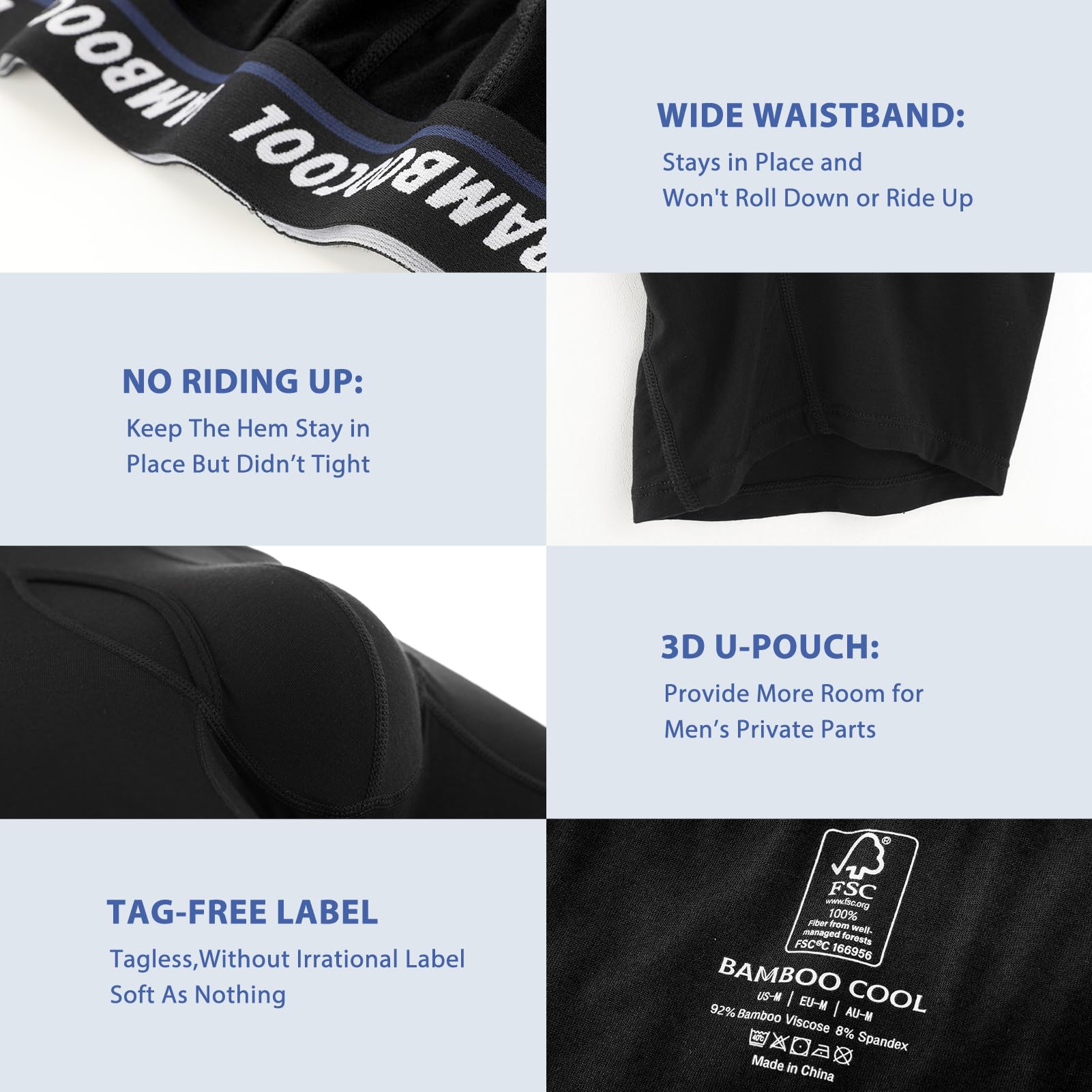 BAMBOO COOL Men's Long Boxer Briefs Performance Long Leg Sports Boxer Brief Underwear MultiPack - Medaid International