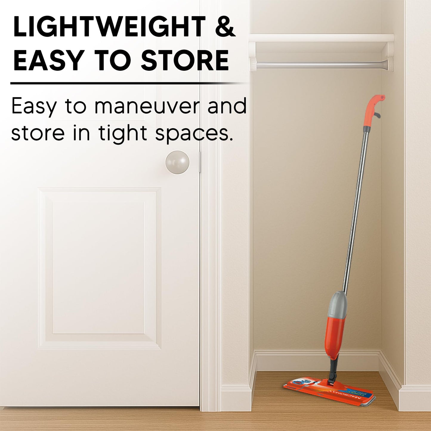 Macromax Funny Spray Mop – Compact 350ml Refillable Bottle – 360° Rotating Microfiber Floor Mop – Water-Saving Spray System – Bucket-Free Cleaning for Tile, Laminate & Wood Floors - Medaid International