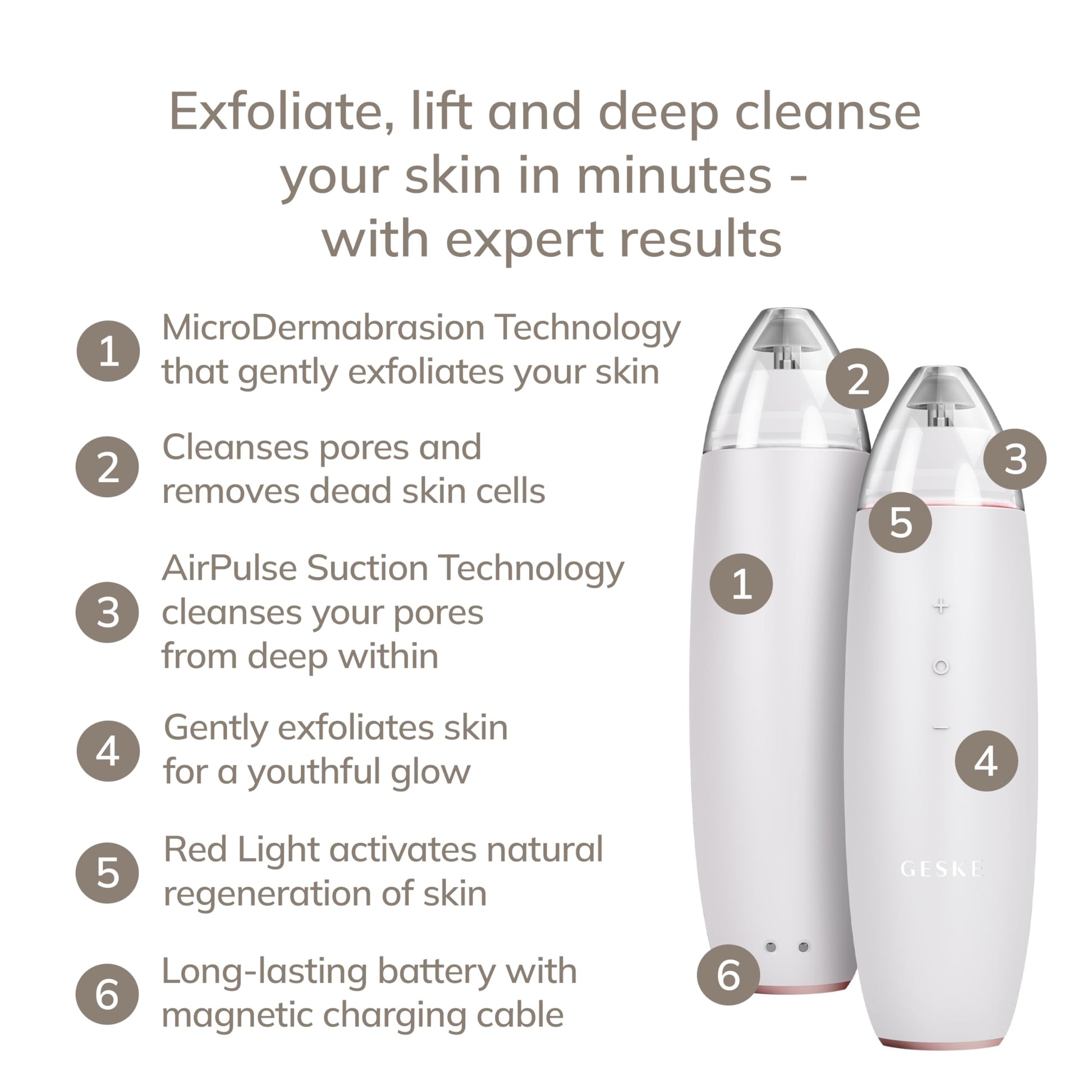 GESKE SmartAppGuided™ MicroDermabrasion Blackhead Remover | 7 in 1 | Blackhead Remover | Electric Pore Cleaner | Innovative Vacuum Cup | Beauty Tool | Skin Cleansing Device | Skincare Device - Medaid International