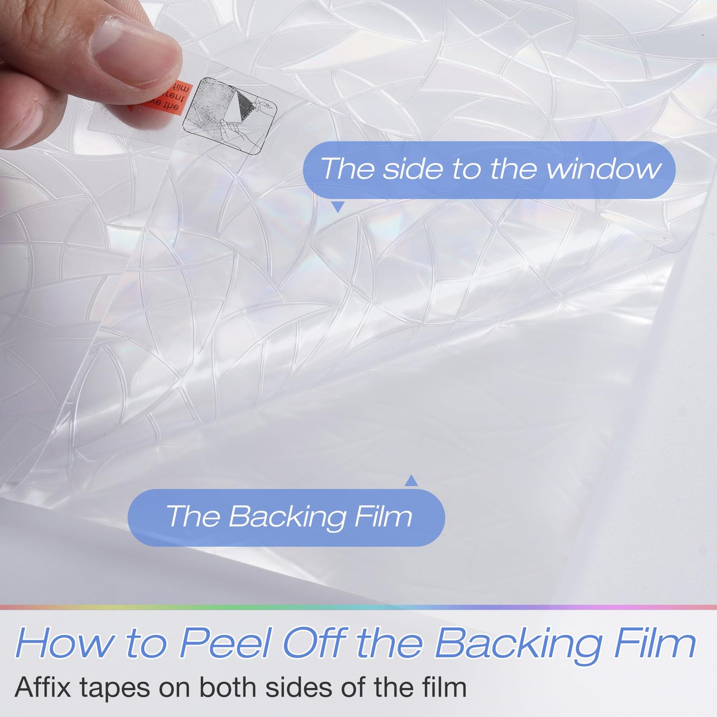 Homein Window Privacy Film, Rainbow Window Film Decorative 3D Window Clings Non Adhesive Window Tint for Home, Stained Glass Window Film for Glass, UV Blocking, 17.5 x 78.7 inches - Medaid International