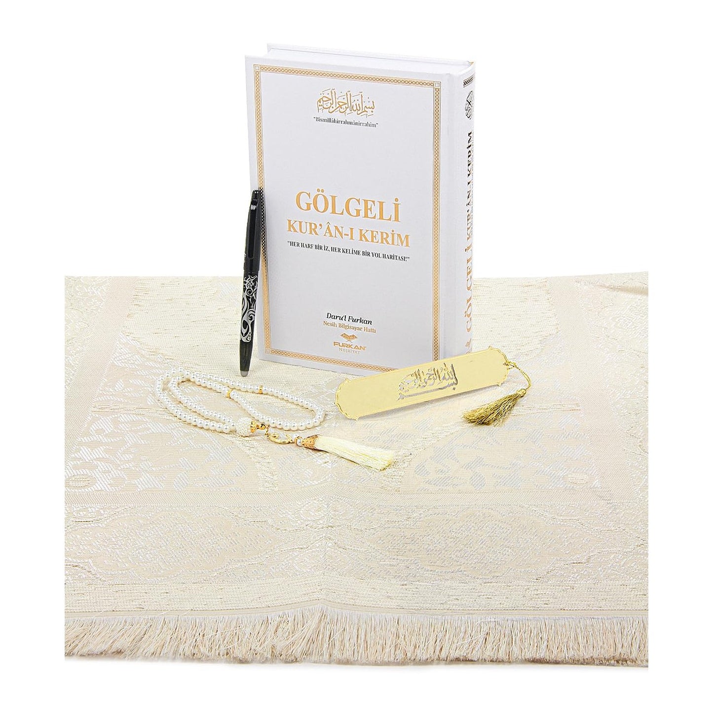 ihvan online, The Holy Qur'an Arabic Practice with Erasable Pen, The Study Noble Quran for Memorizers, Prayer Gift Set for Men & Women, Muslim Prayer Rug, Beads Taasbih, Praying Mat,White - Medaid International