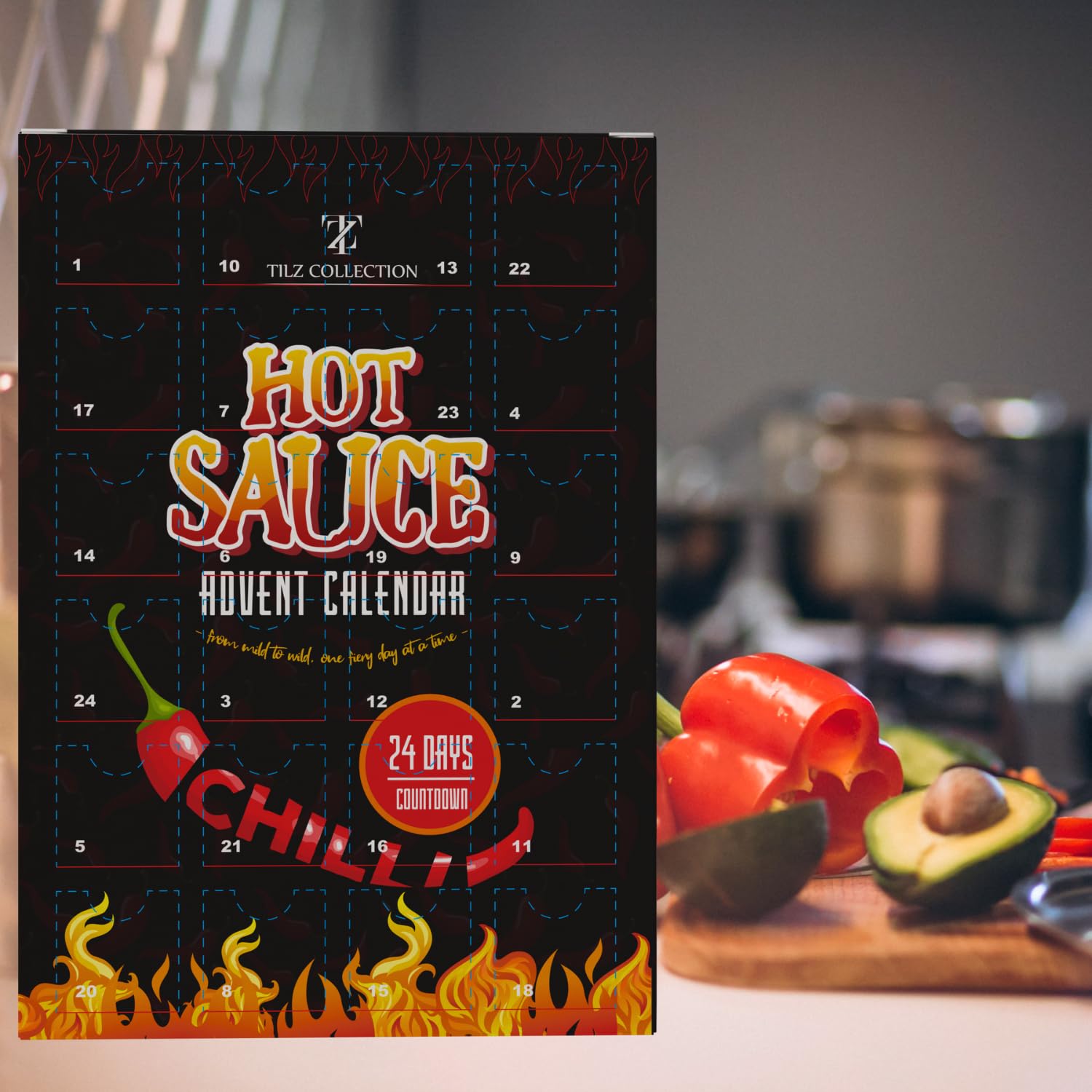Hot Sauce Advent Calendar 2025 | 24 Days of Chilli Sauce | Ultimate Gift for Spicy Food Lovers | Food Advent Calendar 2025 Men, Chilli Challenge Hot Sauce for Women (Black) - Medaid International