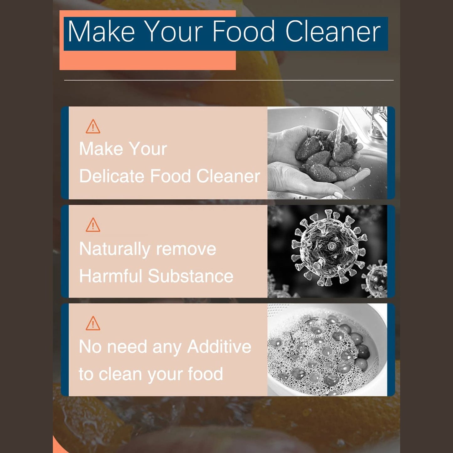 BCRTO Vegetable and Fruit Cleaner Machine, Purified Water-Proof Fruit Cleaning Device with OH-ion Purification Technology 250min Working time and Wireless Charging, for Cleaning Fruit, Grain,Meat - Medaid International