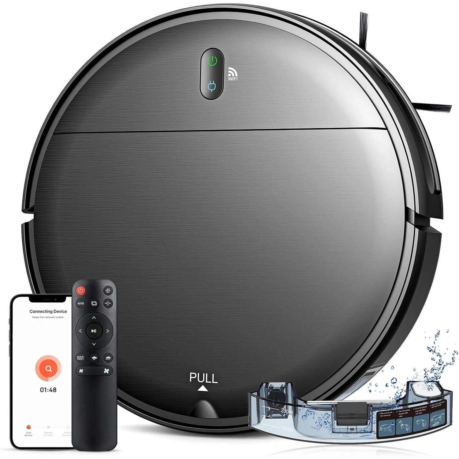 MAMNV Robot Vacuum and Mop Combo, WiFi/App, Robotic Vacuum Cleaner with Schedule, 2 in 1 Mopping Robot Vacuum with Watertank and Dustbin, Self-Charging, Slim, Ideal for Hard Floor, Pet Hair, Carpet - Medaid