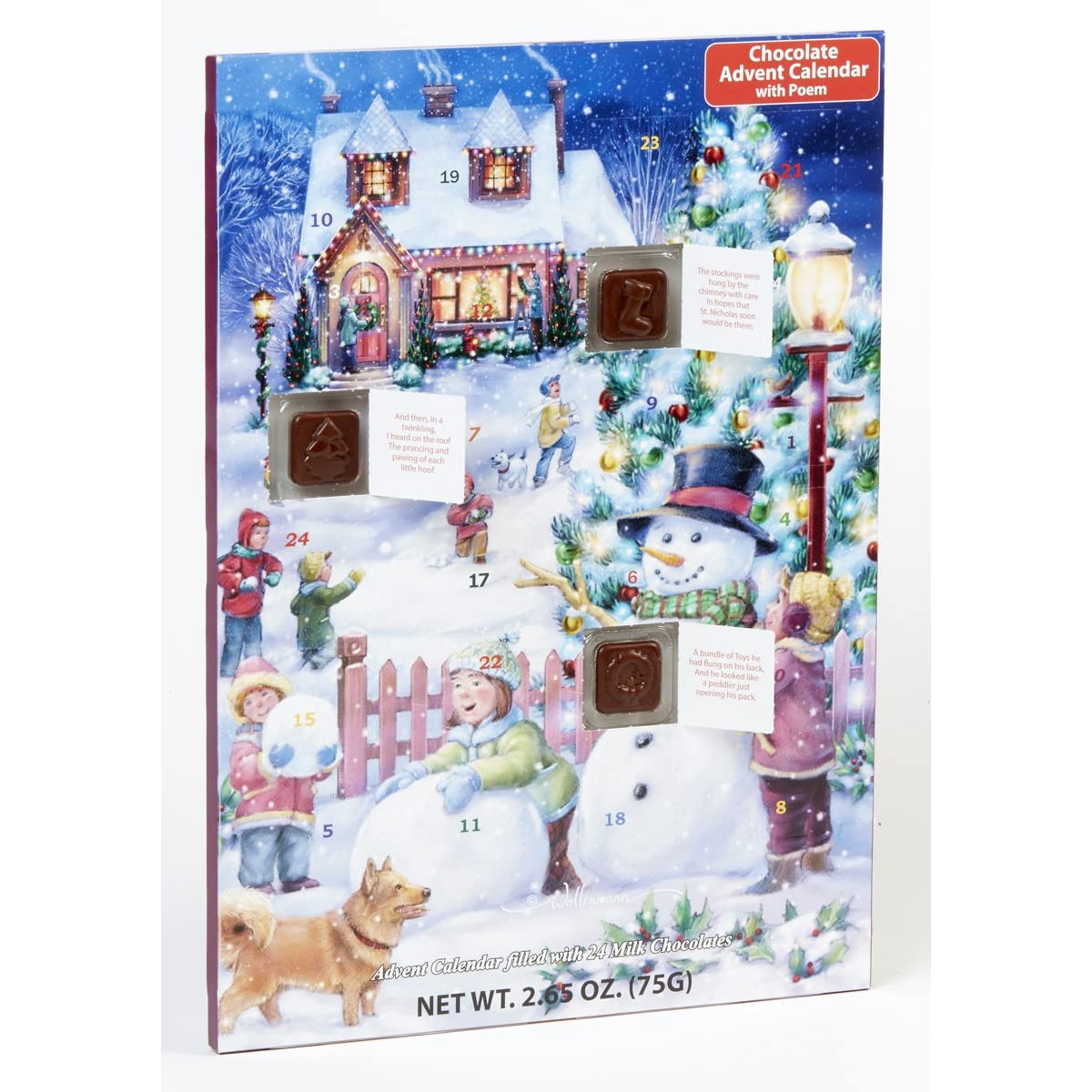 Snowman Celebration Chocolate Advent Calendar (Countdown to Christmas),2.65 OZ - Medaid International