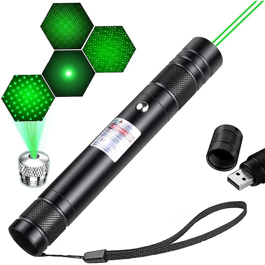 Advanced Long-Range Laser Pointer High Power - Rechargeable Green Laser Pointer with Removable Star Cap - Versatile Laser Pen for Astronomy, Construction, Presentations, and Outdoor Adventures - Medaid International