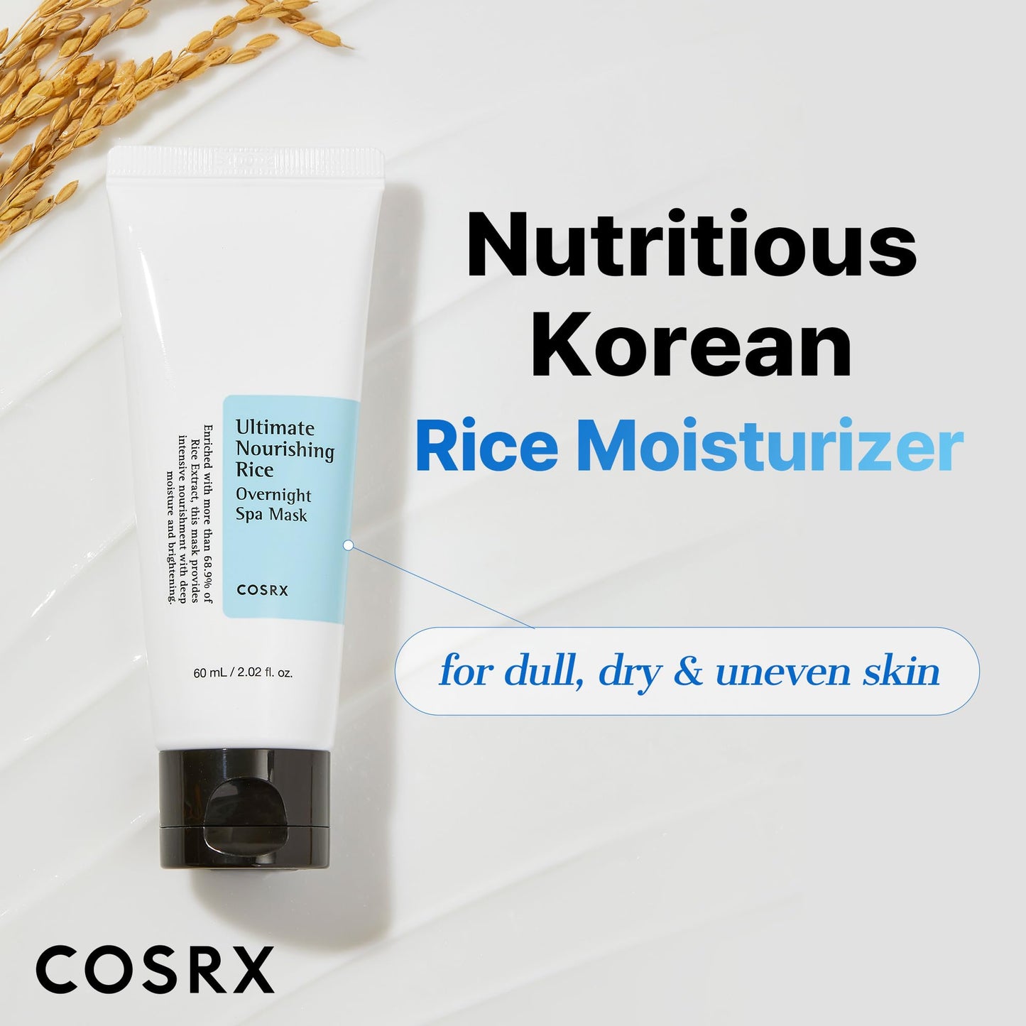 COSRX Ultimate Nourishing Rice Overnight Spa Mask, 60ml / 2.02 fl.oz | Rice Extract 68% and Niacinamide 2%, Korean Skin Care, Stocking Stuffers, Holiday Gifts, Gifts for Women - Medaid International