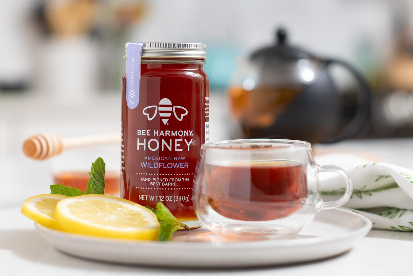 Bee Harmony American Raw Wildflower Honey, 12 OZ (Pack of 2 Jars) - Medaid International