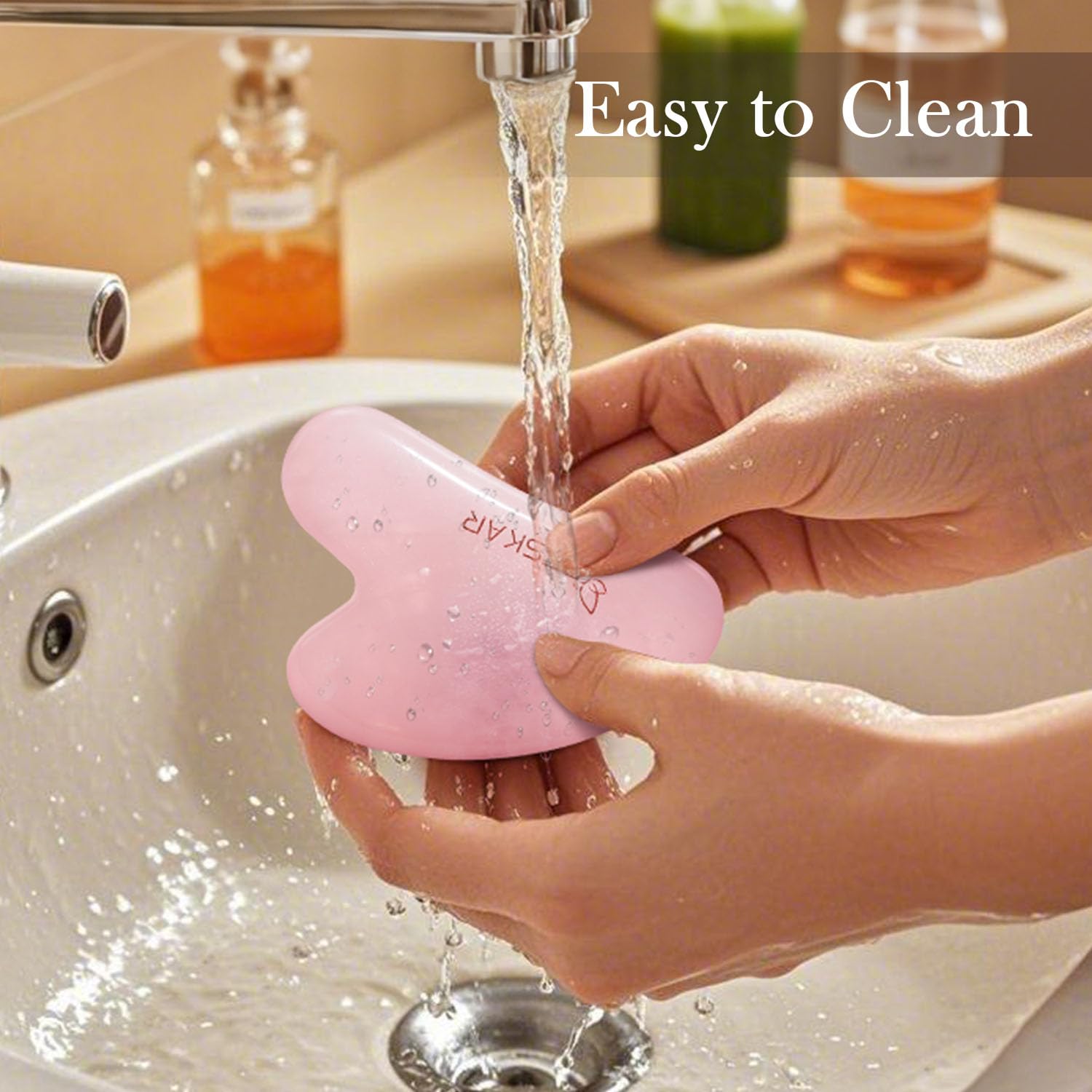 BESKAR Gua Sha Facial Tools, Natural Jade Stone Guasha Massager for Jawline Sculpting, Tighten Face Skin and Reduce Wrinkles, Face Eyes Body Neck Massage Tool, Skin Care Gift - Medaid International