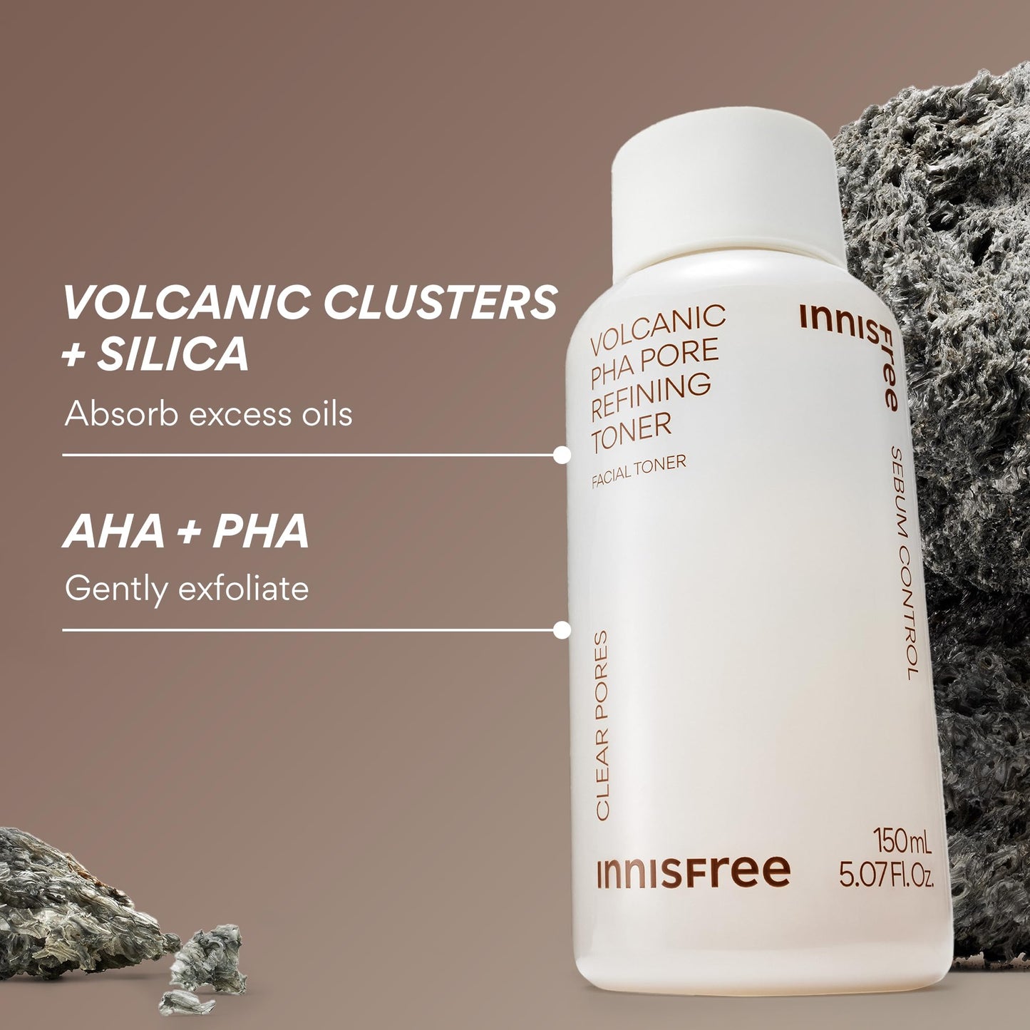 innisfree Volcanic PHA Toner, Korean Skincare with AHA & BHA, Refines Texture, Controls Oil, Exfoliating Face Treatment - Medaid International