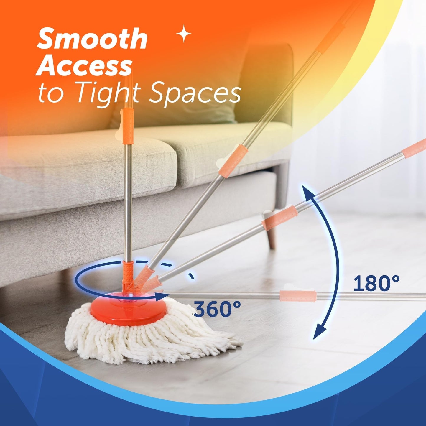 Macromax 10L Spin Mop and Bucket Set - 360° Rotating Mop with Adjustable Handle - Eco-Friendly Design with 90% Recyclable Materials - Ideal for Hardwood, Laminate & Tile Floor Cleaning - Medaid International
