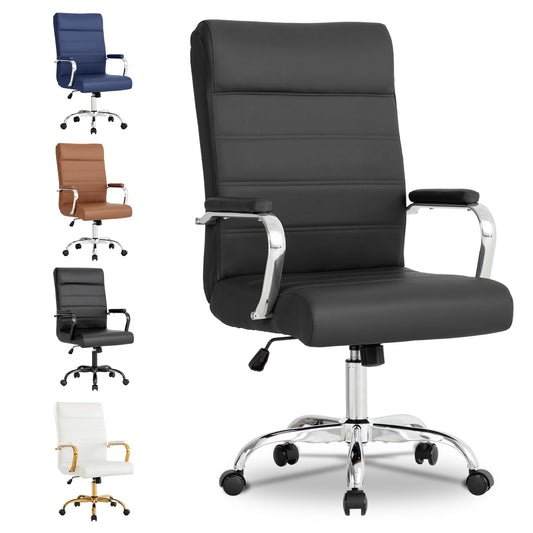 BOWTHY Office Desk Chair,Modern Leather Conference Room Chairs,High Back Ergonomic Home ofiice Chair,Adjustable Height Swivel Executive Computer Chair with Padded Seat and Armrest - Medaid International
