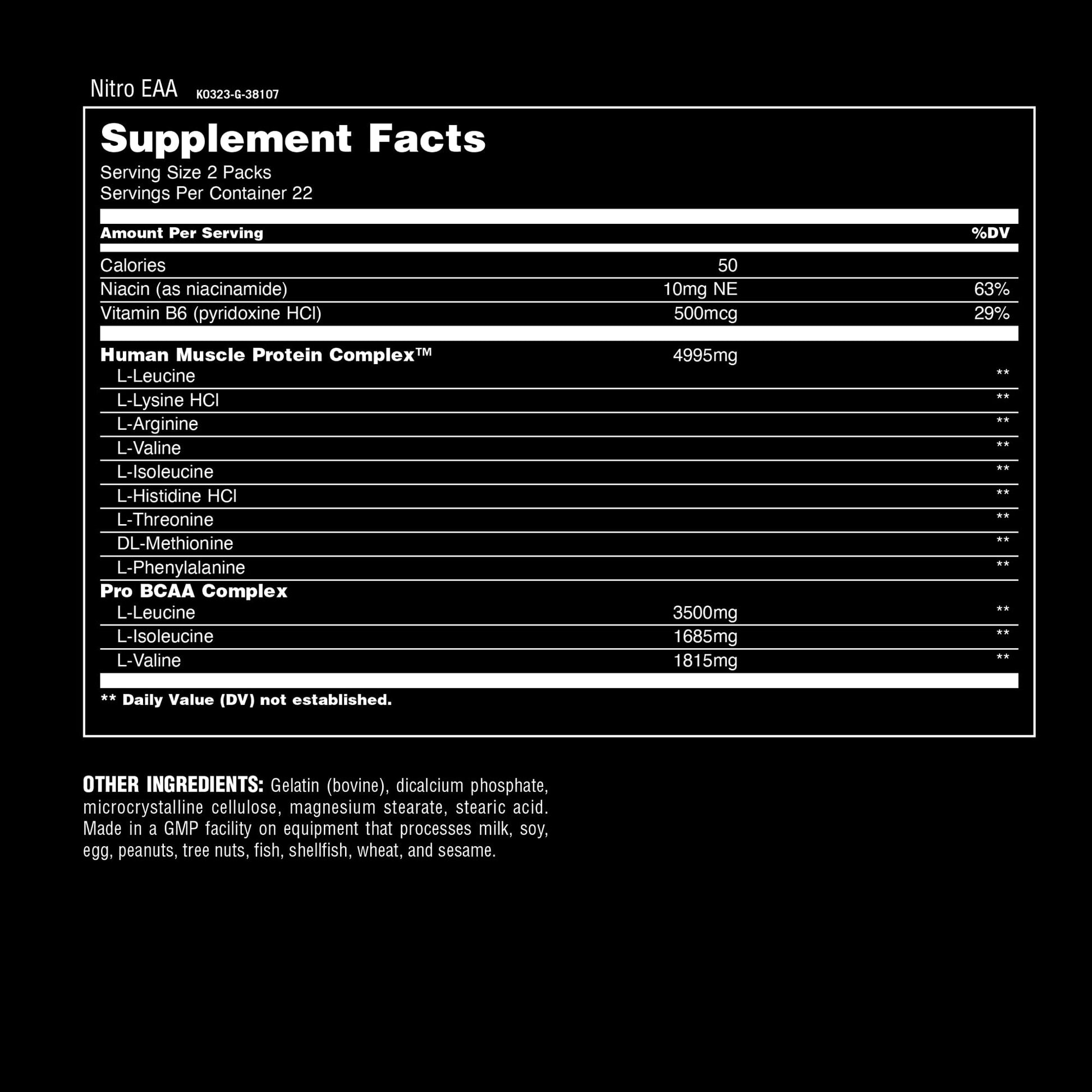 Animal Nitro EAA - Post-Workout Recovery and Repair, Supports Lean Muscle Growth, Complete Spectrum of Essential Amino Acids & BCAA Supplement for Men and Women, 44 Packs - Medaid International
