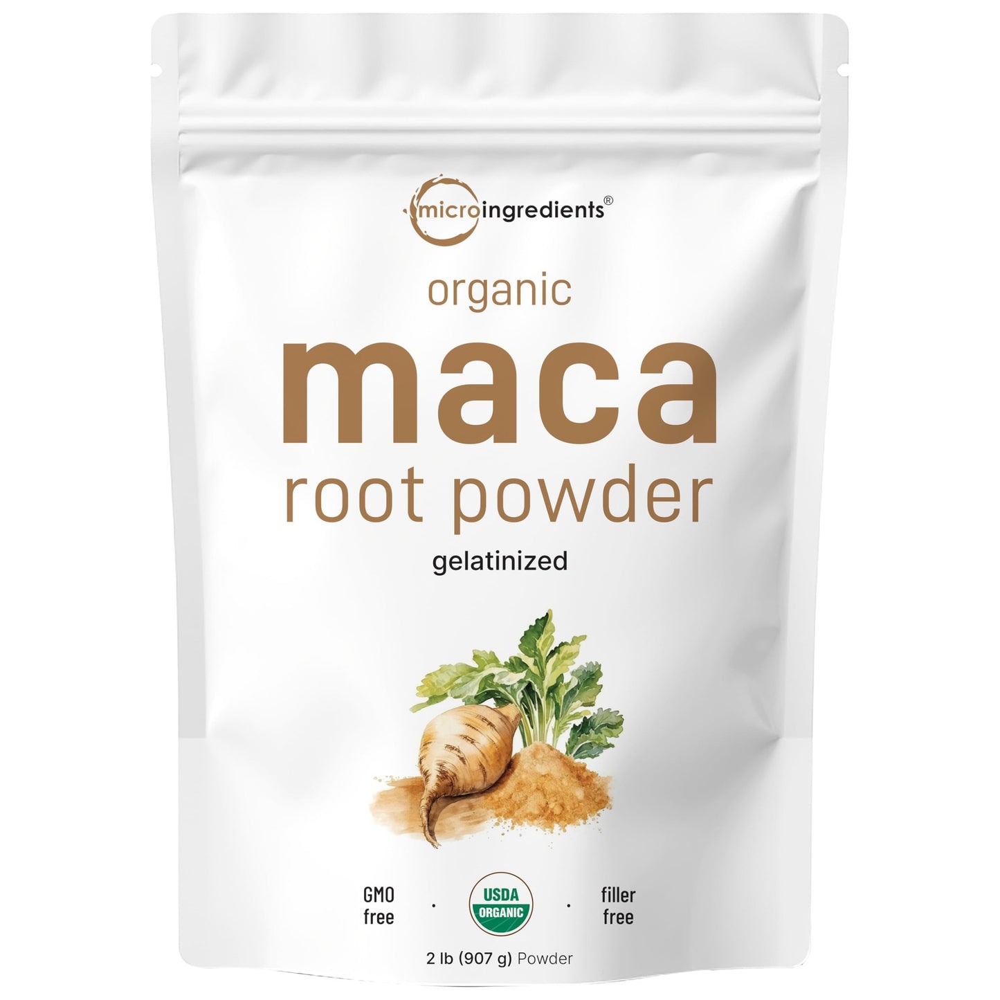 Organic Maca Root Powder, 2 Pound, Gelatinized for Better Absorption, Rich in Antioxidants, Help Energy, Stamina, Endurance, Strength and Immune System, No GMOs, Vegan Friendly and Peru Origin - Medaid International