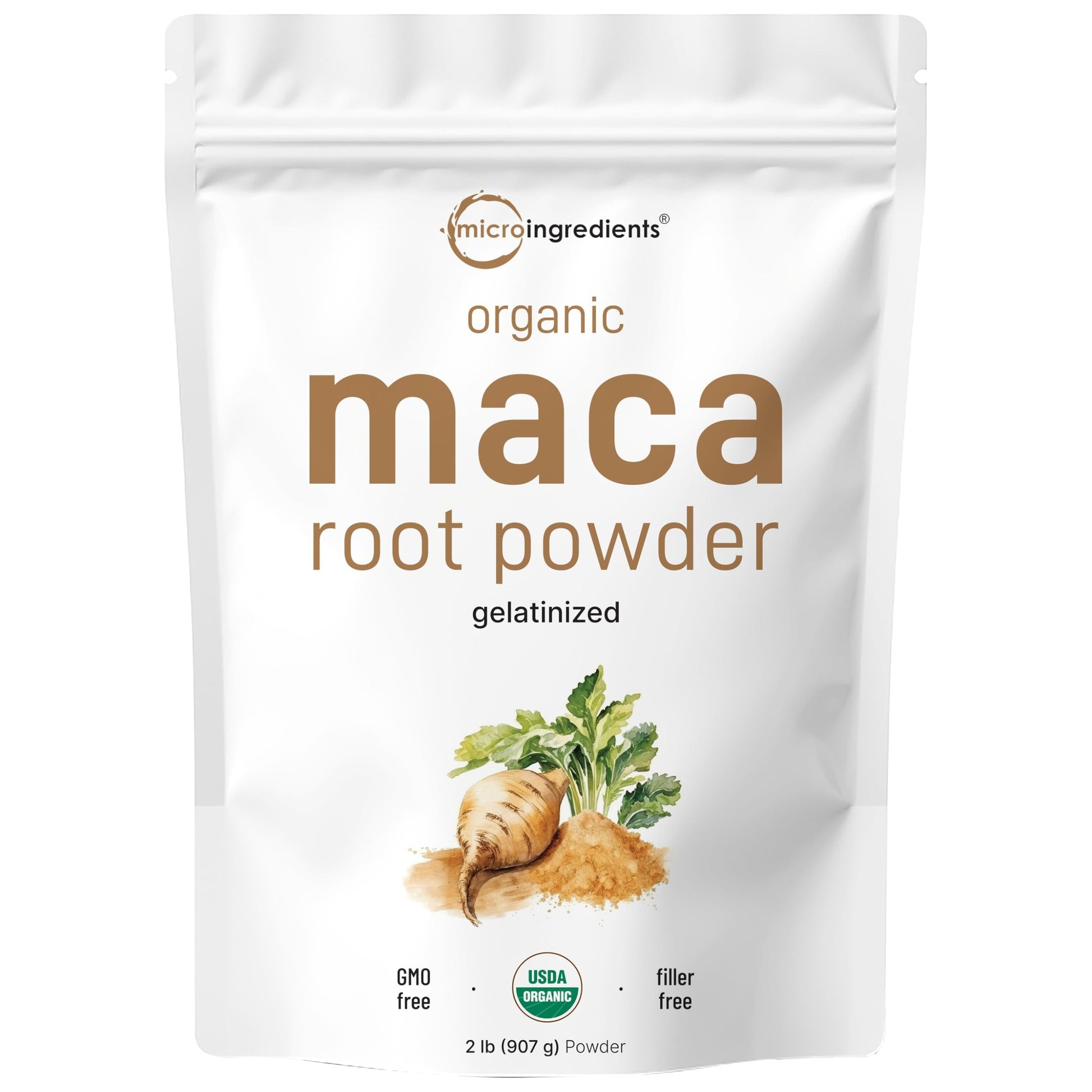 Organic Maca Root Powder, 2 Pound, Gelatinized for Better Absorption, Rich in Antioxidants, Help Energy, Stamina, Endurance, Strength and Immune System, No GMOs, Vegan Friendly and Peru Origin - Medaid International