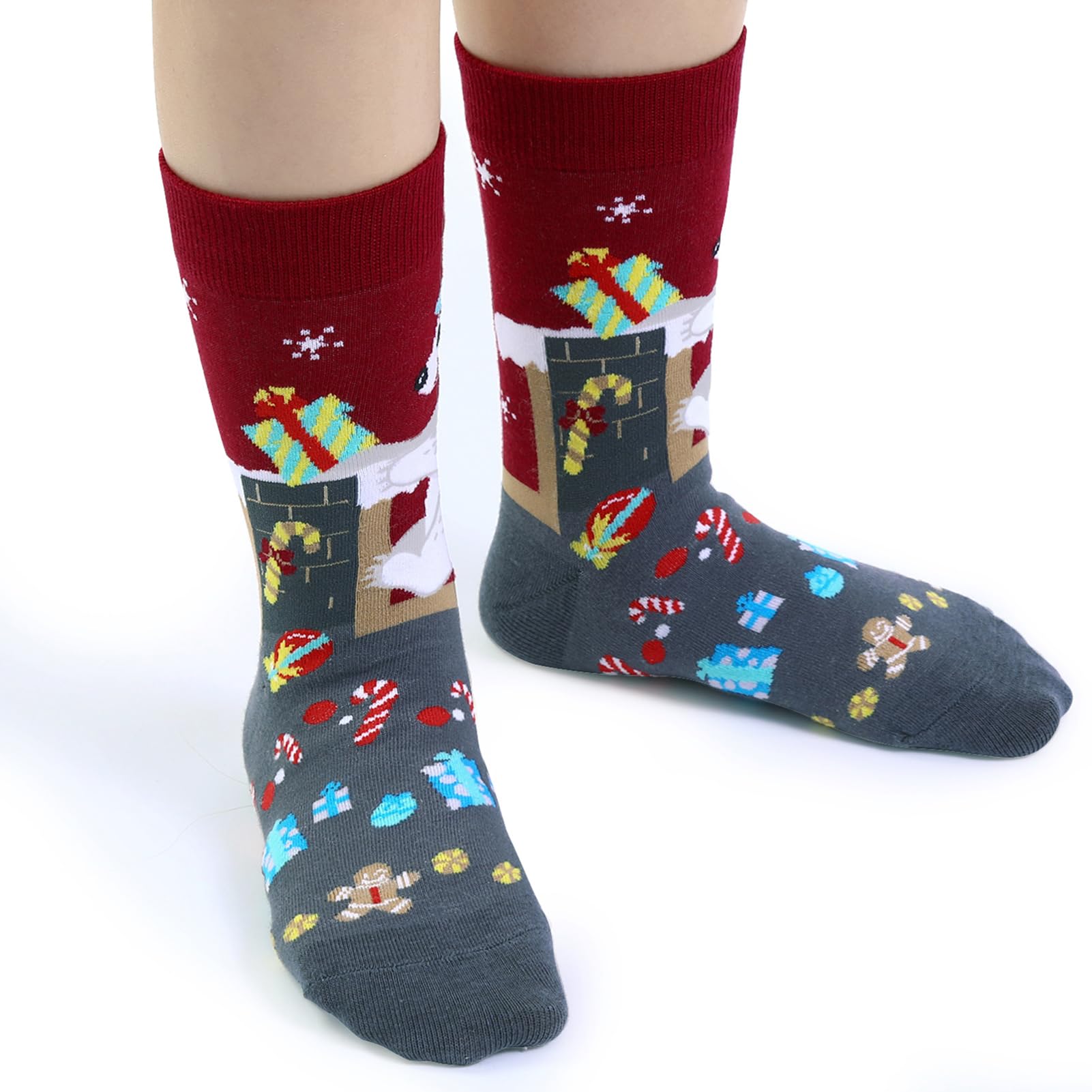 Dsia Zamur Boys Christmas Socks 6 Pack + Gift Box, Kids Children Girls Novelty Xmas Holiday Crew Socks for 10-12 Years - Medaid International