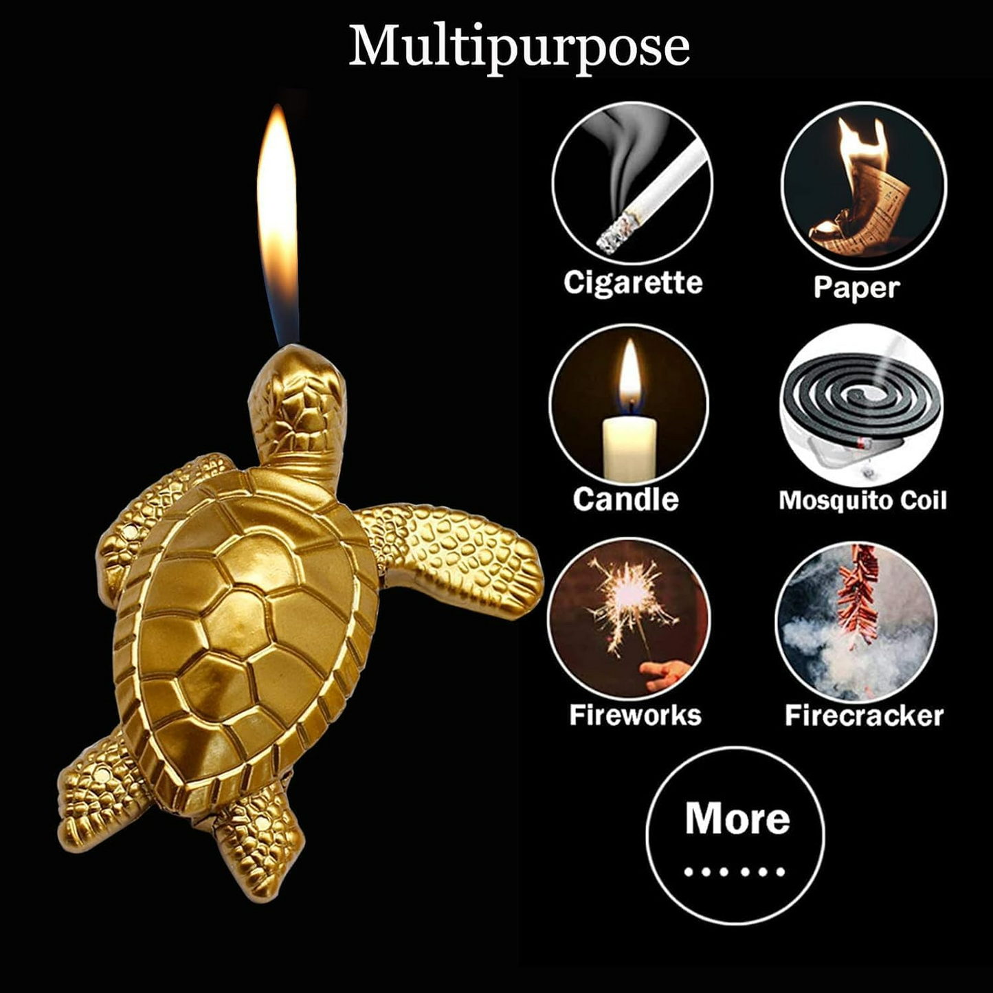 Turtle Lighter, Golden Tortoise Refillable Lighter - Medaid International